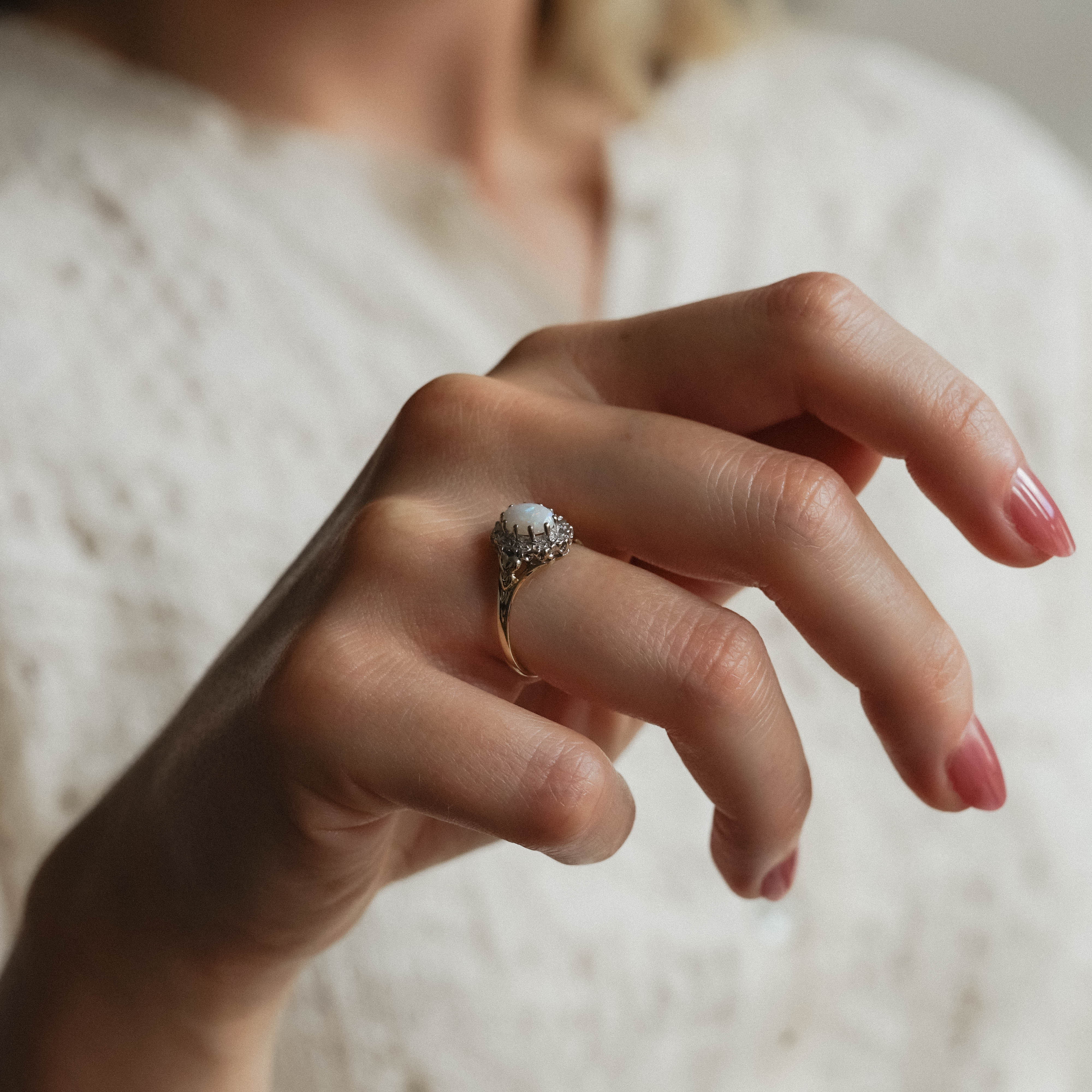 Firenze | Vintage Opaal en Diamant ring - Menina Amsterdam