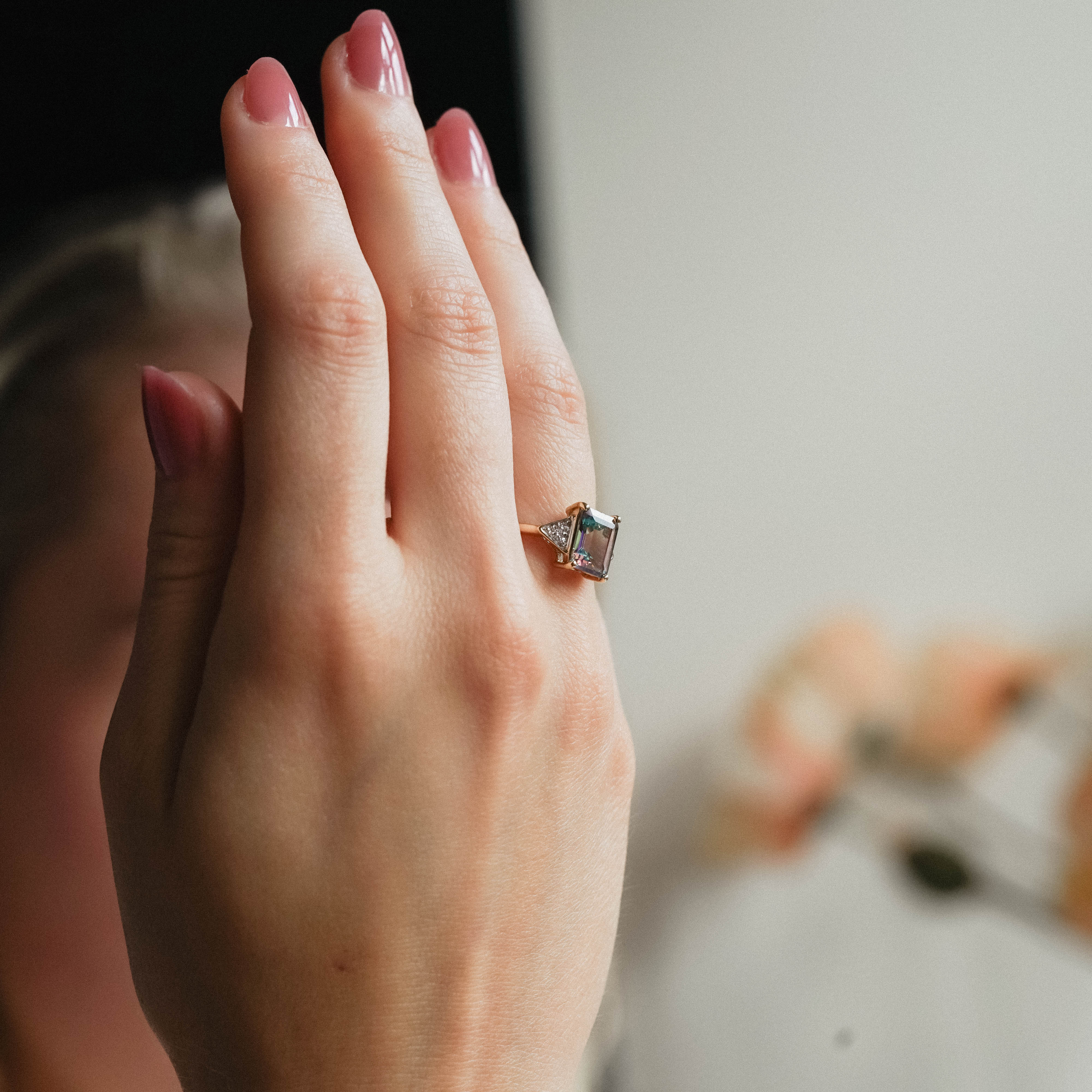 Mireille| Vintage Topaas en Diamant ring - Menina Amsterdam
