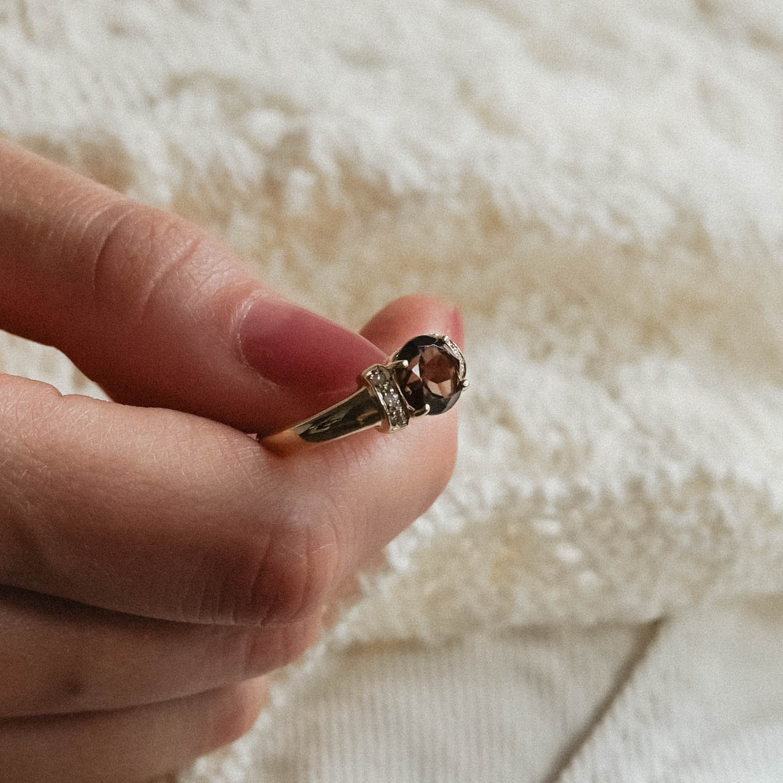 Carol| Vintage Kwarts en Diamant ring - Menina Amsterdam