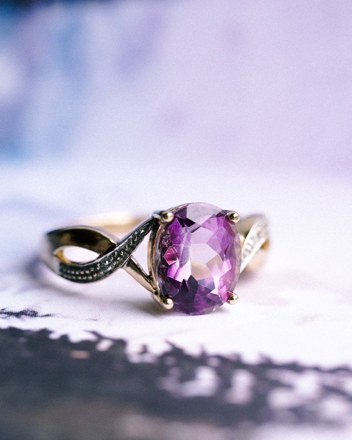Clarisse | Vintage Roze Topaas & Diamant Solitaire Ring