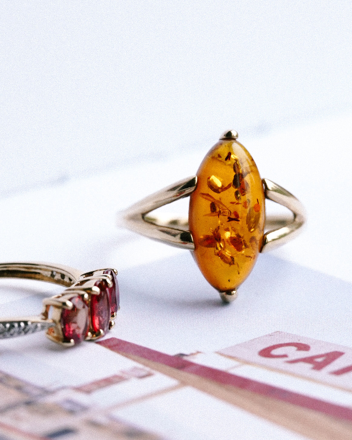 Camille | Vintage Amber Solitaire Ring