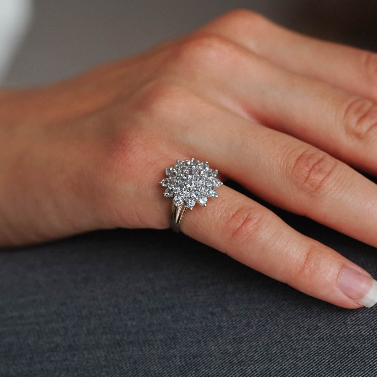 Julianne | Vintage Aquamarijn cluster ring