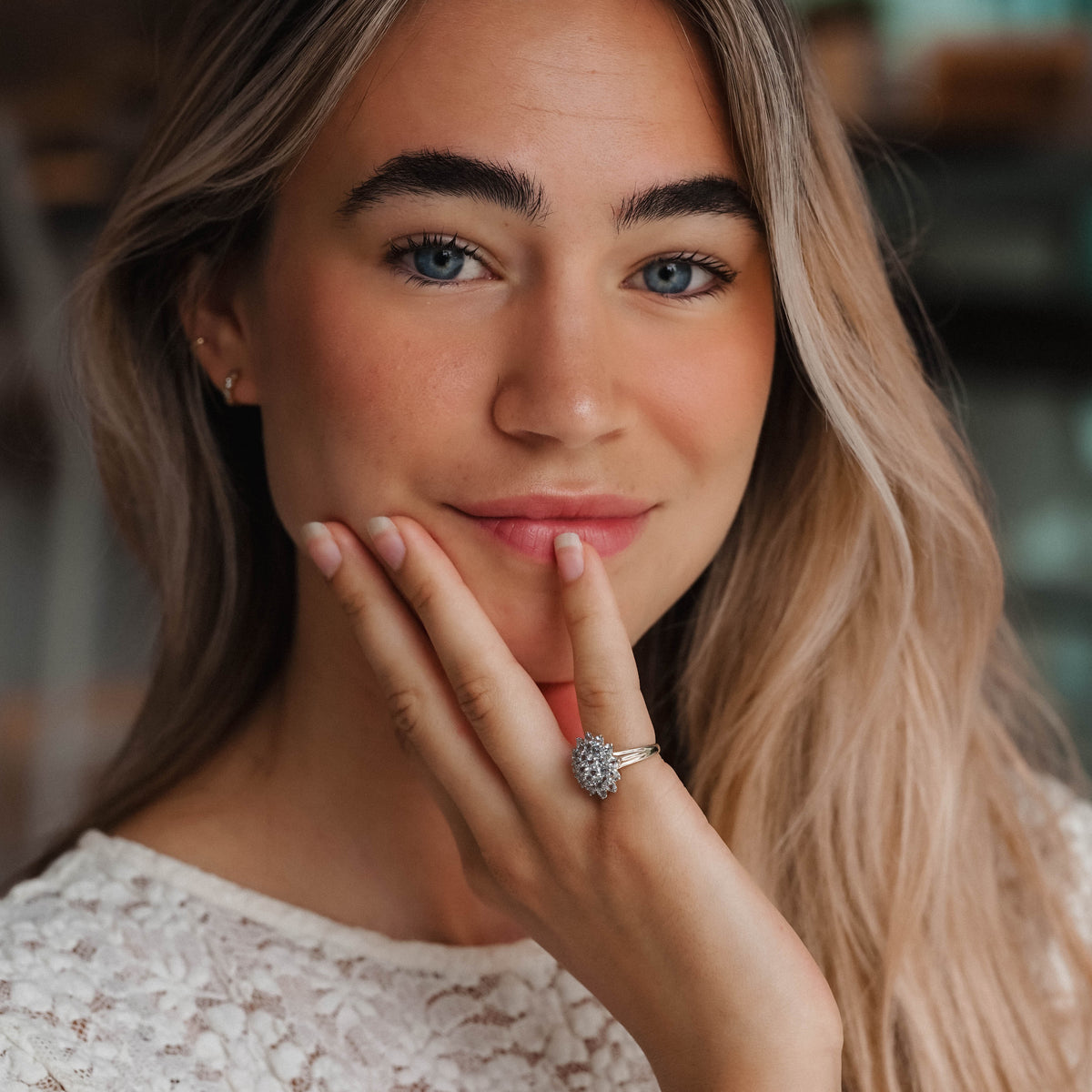 Julianne | Vintage Aquamarijn cluster ring