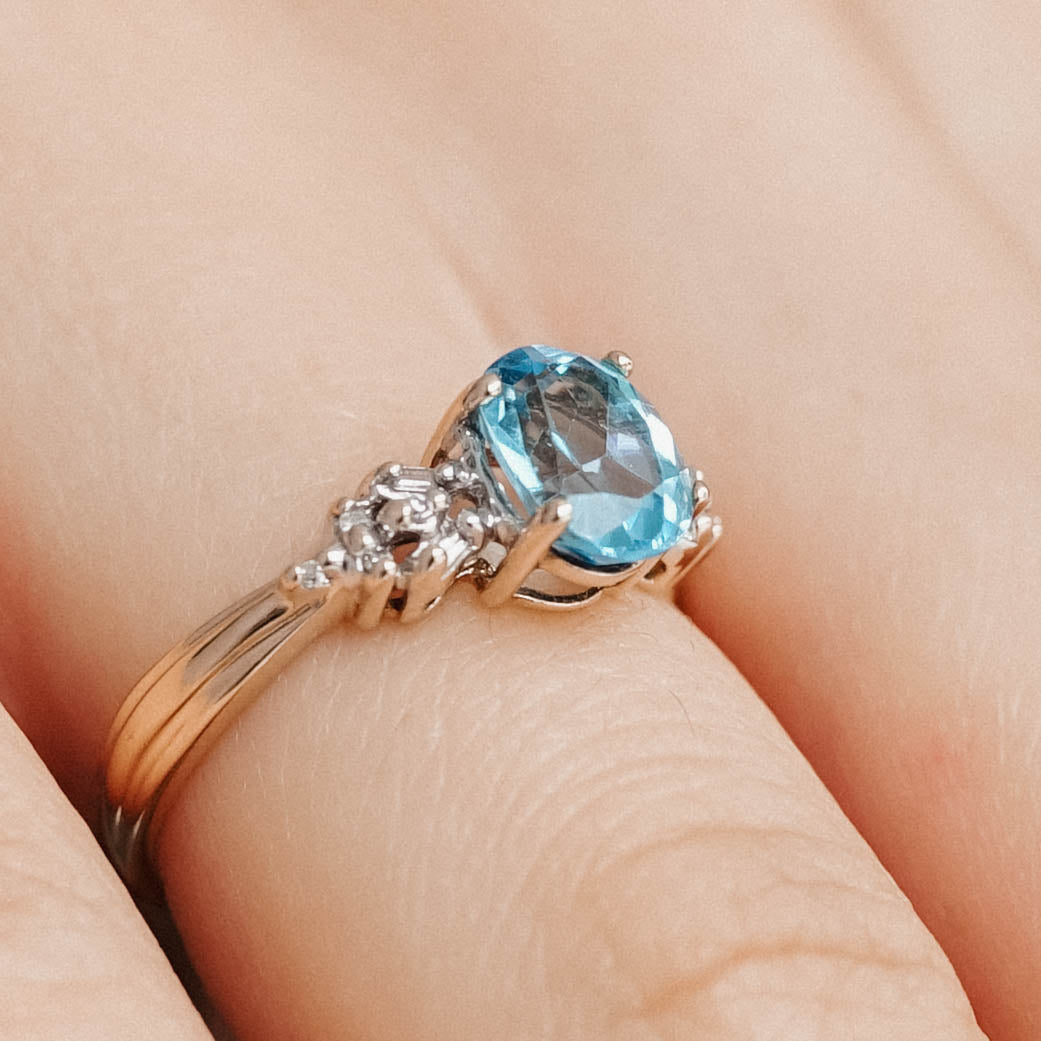 Celeste | Vintage Topaas en Diamant ring