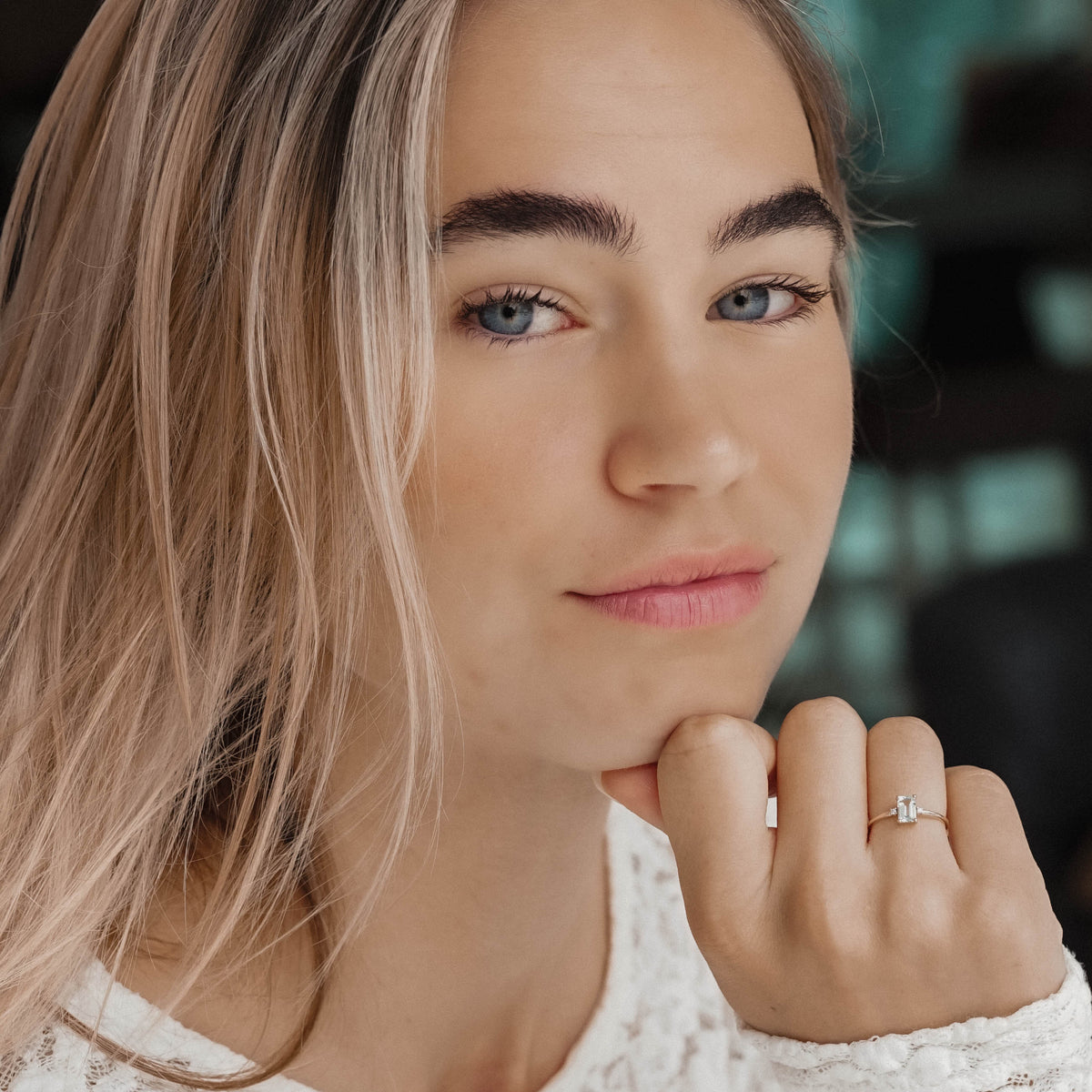 Odette | Aquamarijn & Diamant Ring - Menina Amsterdam