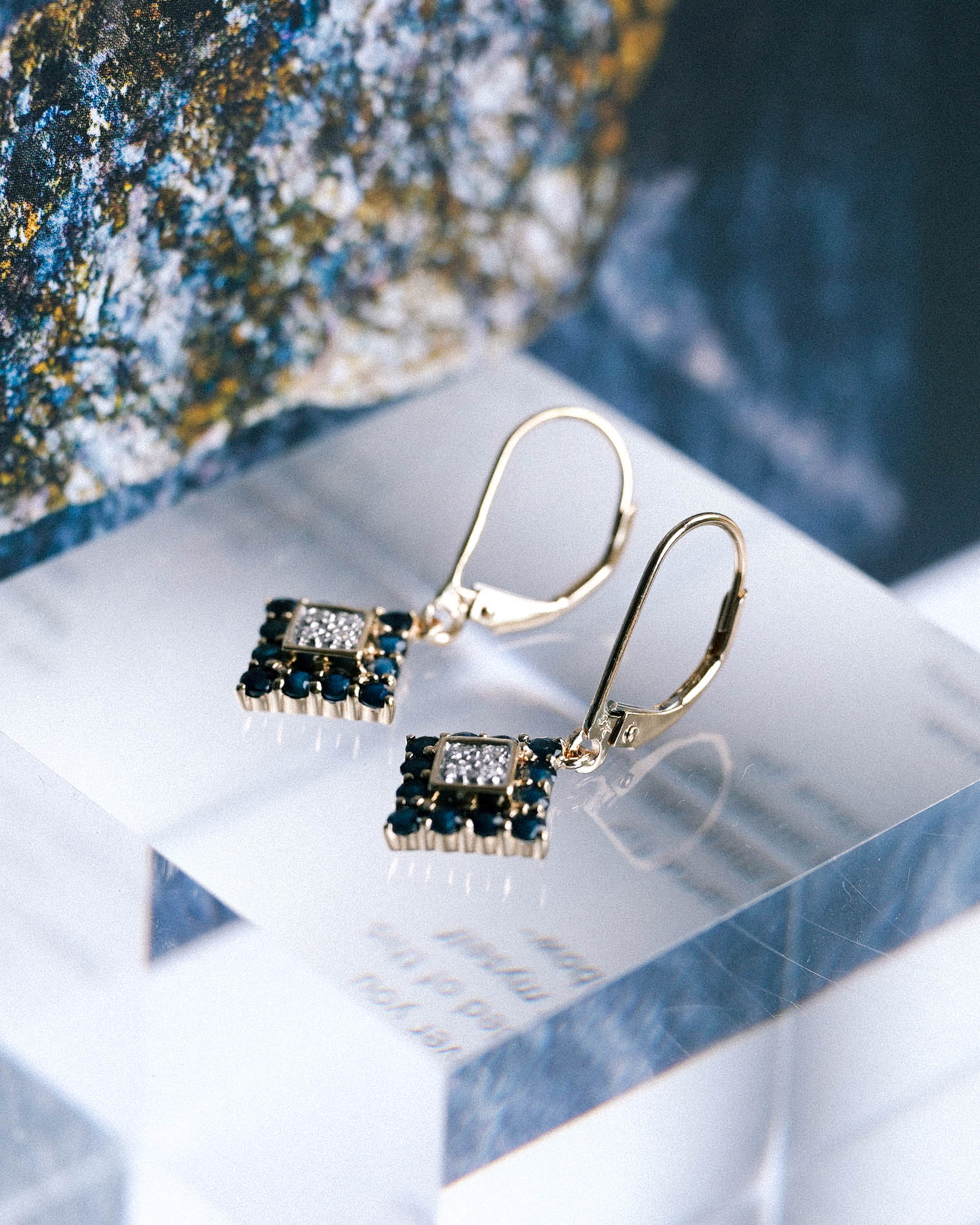 Valentina | Vintage Saffier & Diamant Oorbellen