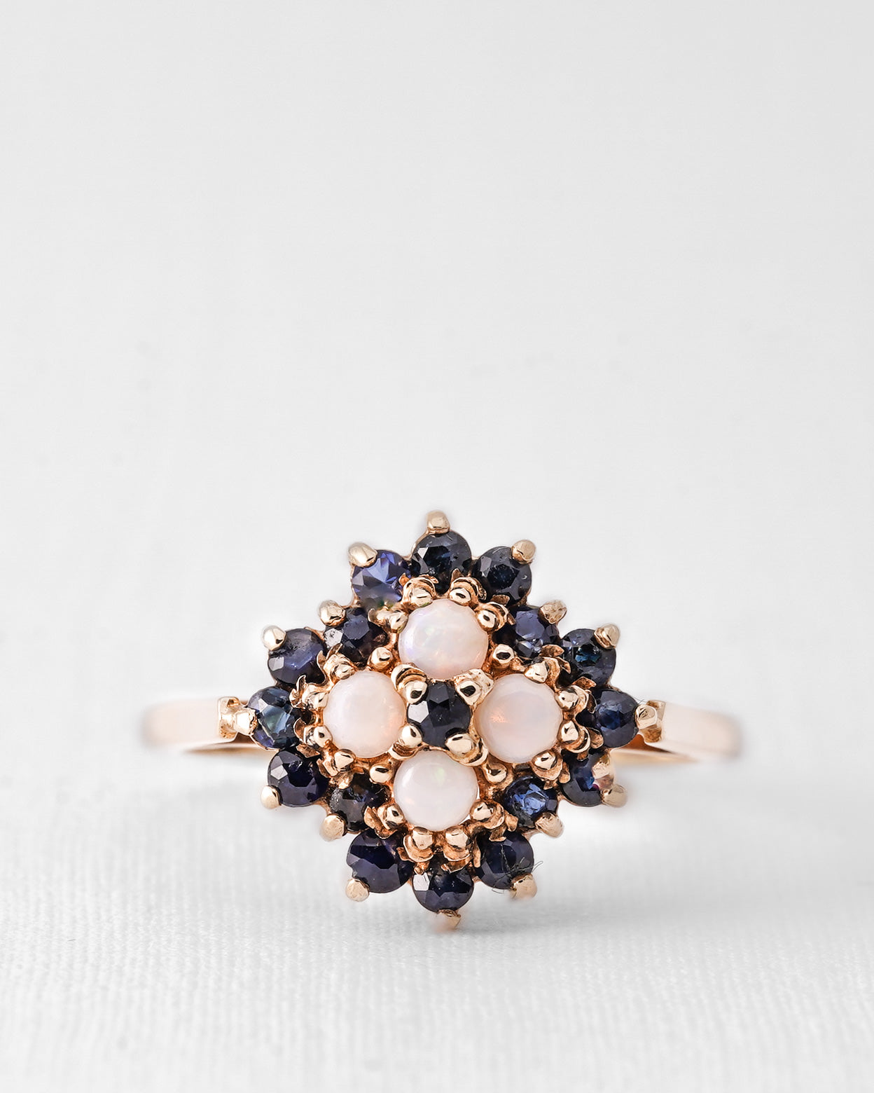 Emma | Vintage Saffier en Opaal Cluster Ring