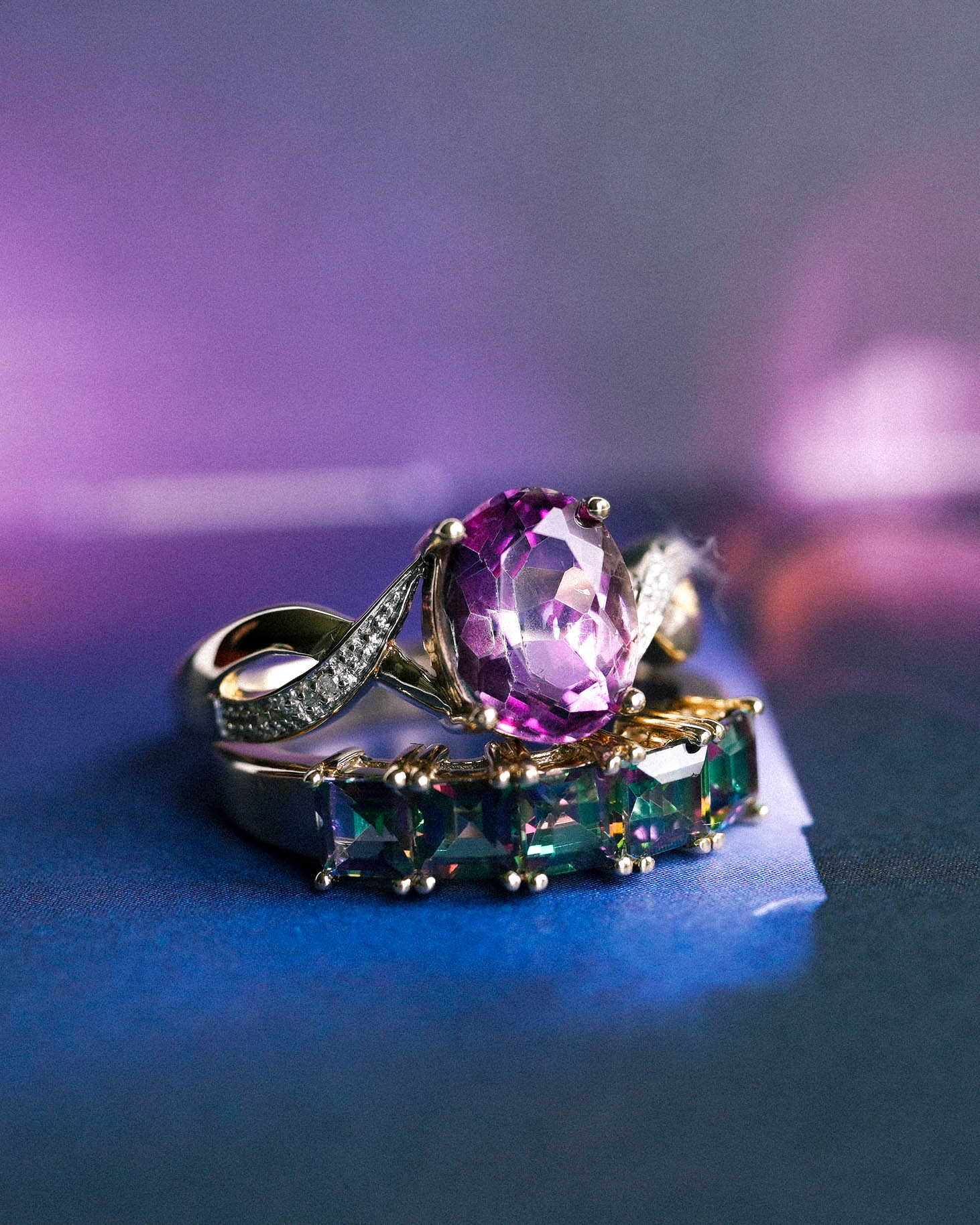 Clarisse | Vintage Roze Topaas & Diamant Solitaire Ring