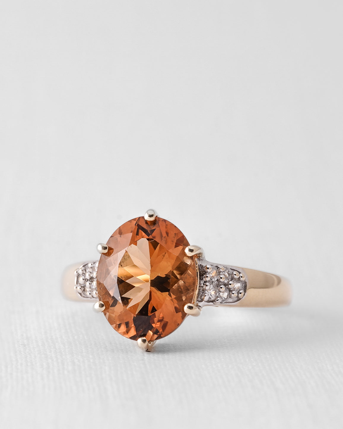 Solandra | Vintage Kwarts & Witte Saffier Dress Ring