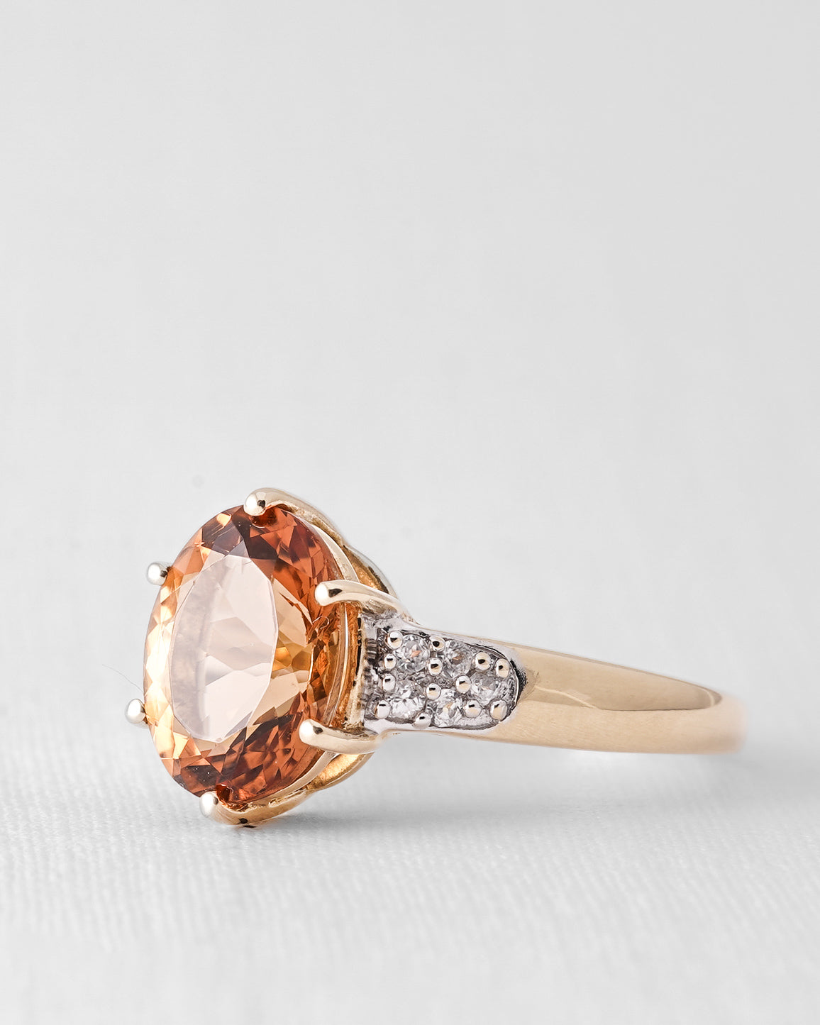 Solandra | Vintage Kwarts & Witte Saffier Dress Ring