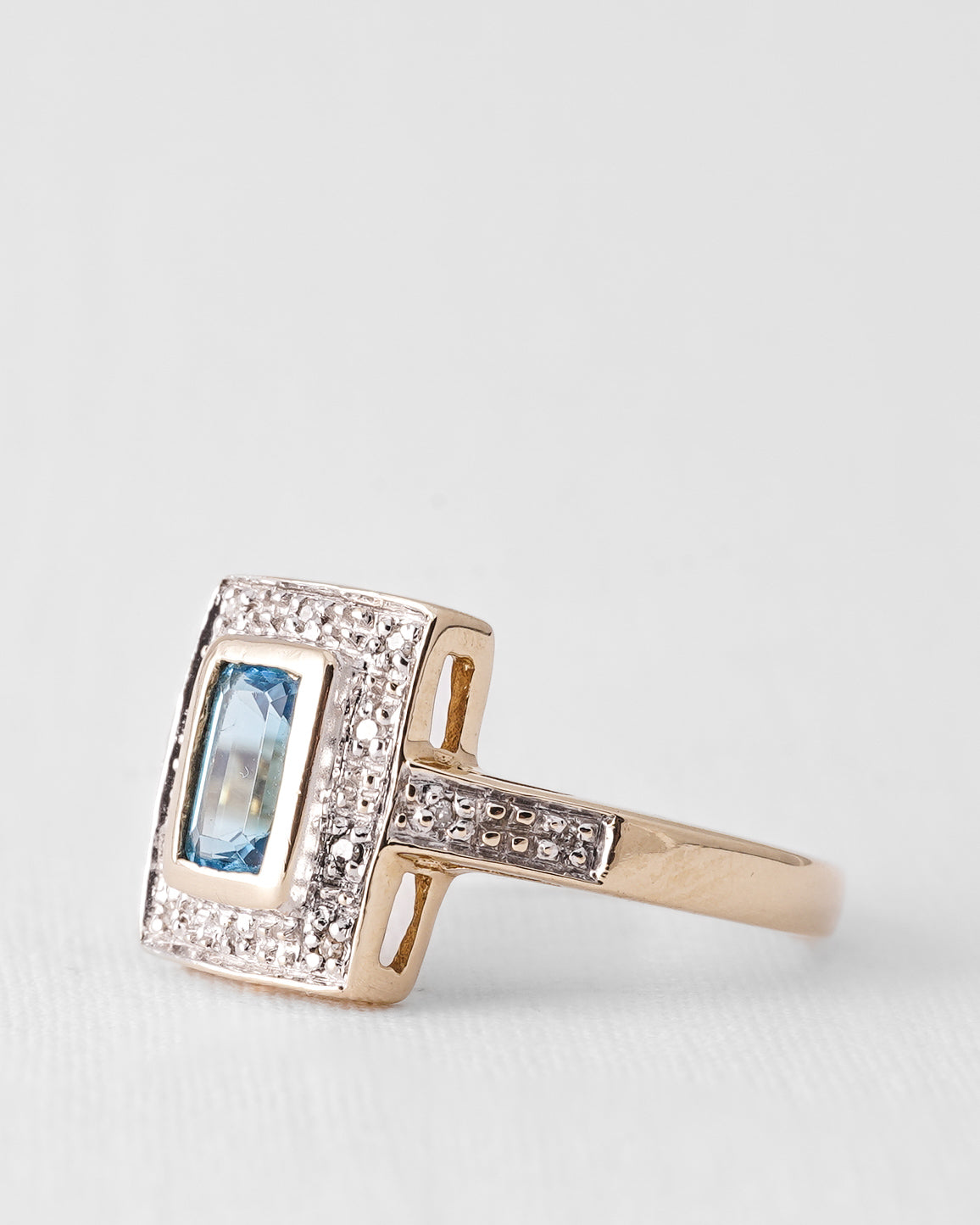 Evelianne | Vintage Topaz & Diamond Halo Ring