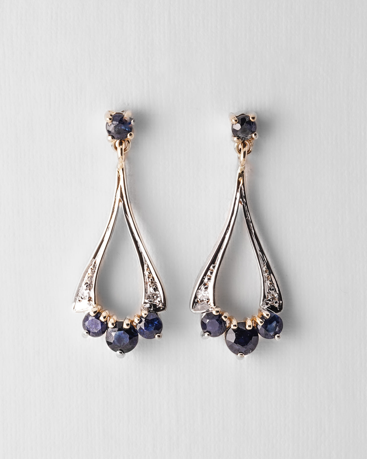 Ismeria | Vintage Saffier & Diamant Oorbellen