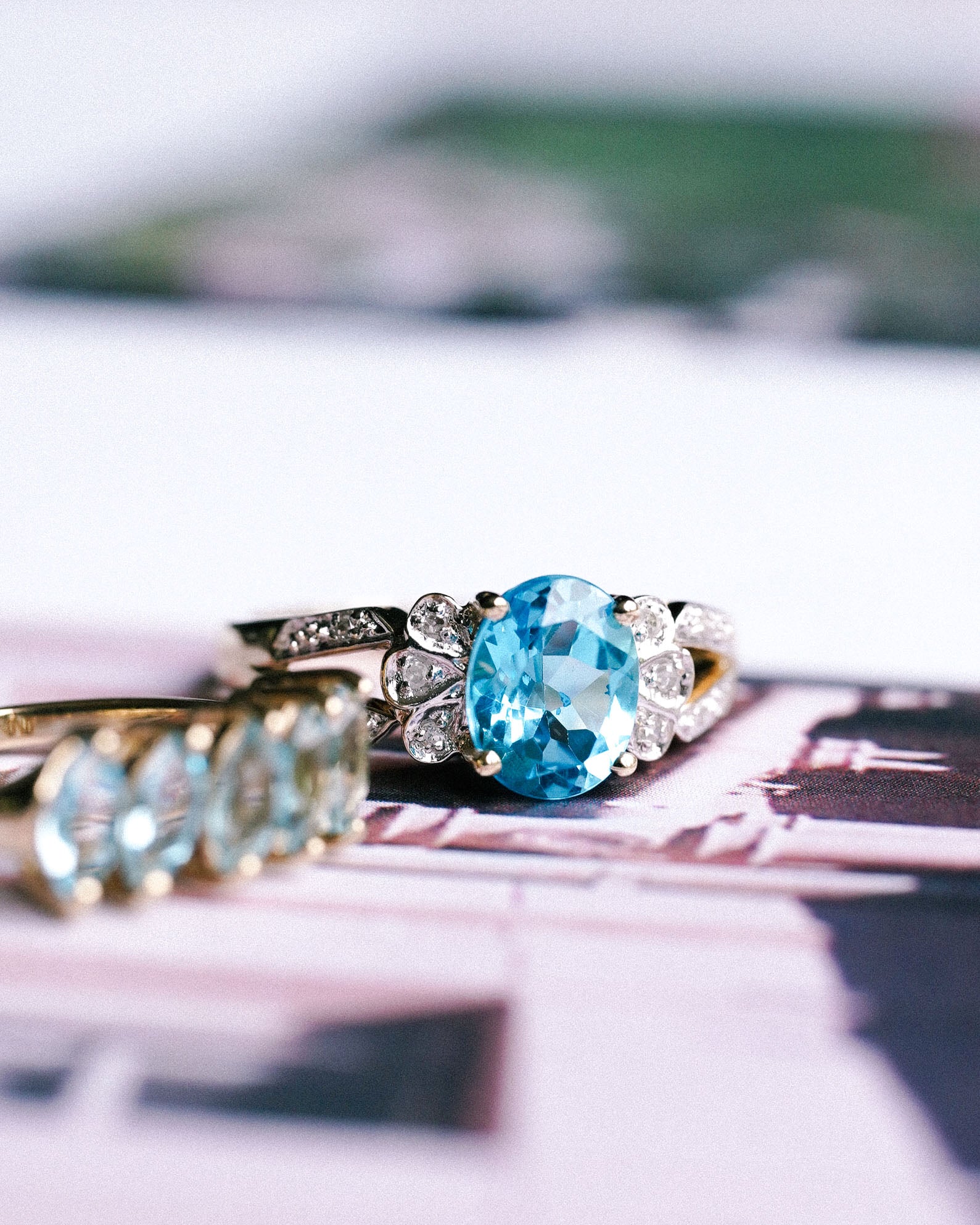 Zyra | Vintage Topaas & Diamant Solitaire Ring