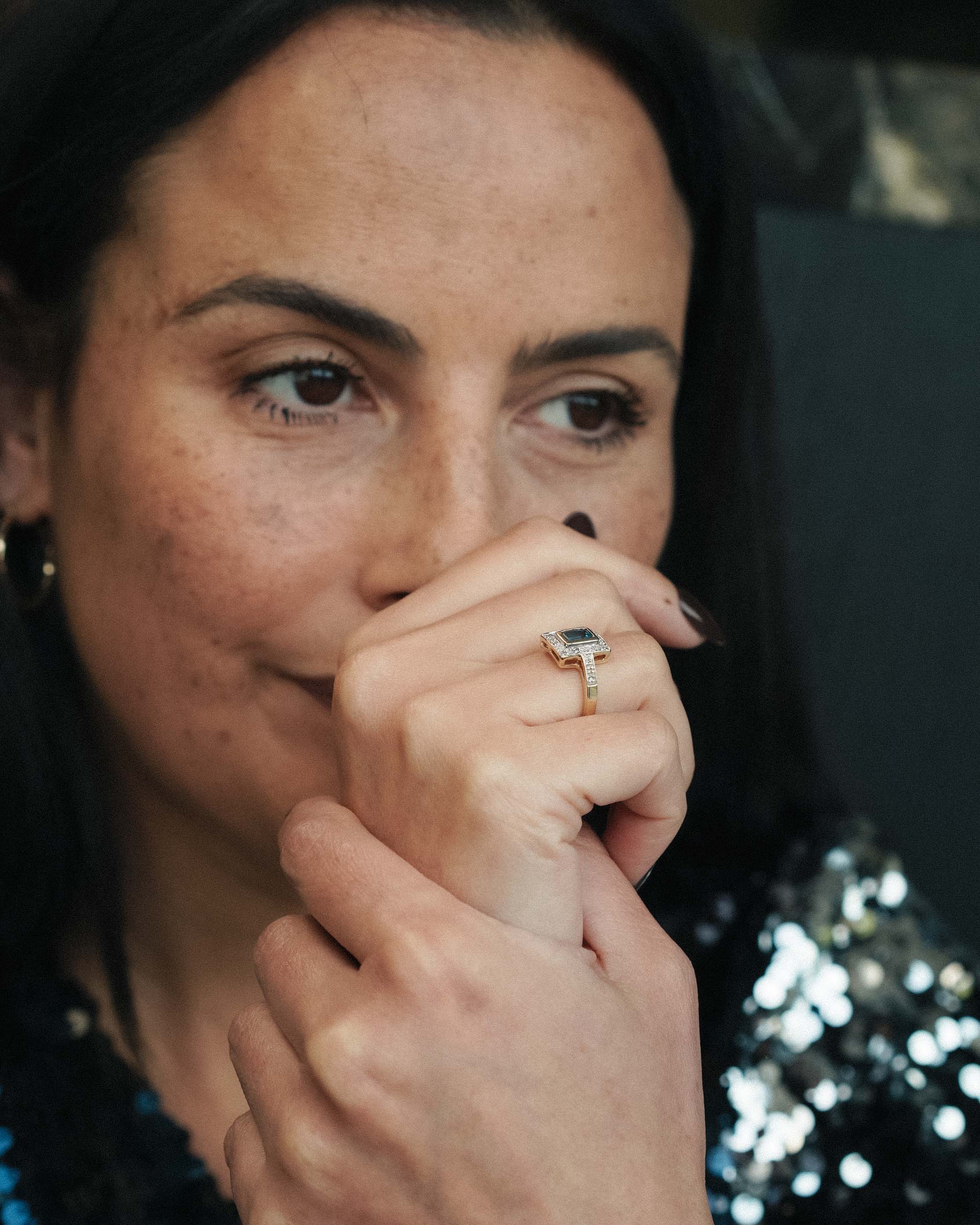 Evelianne | Vintage Topaz & Diamond Halo Ring