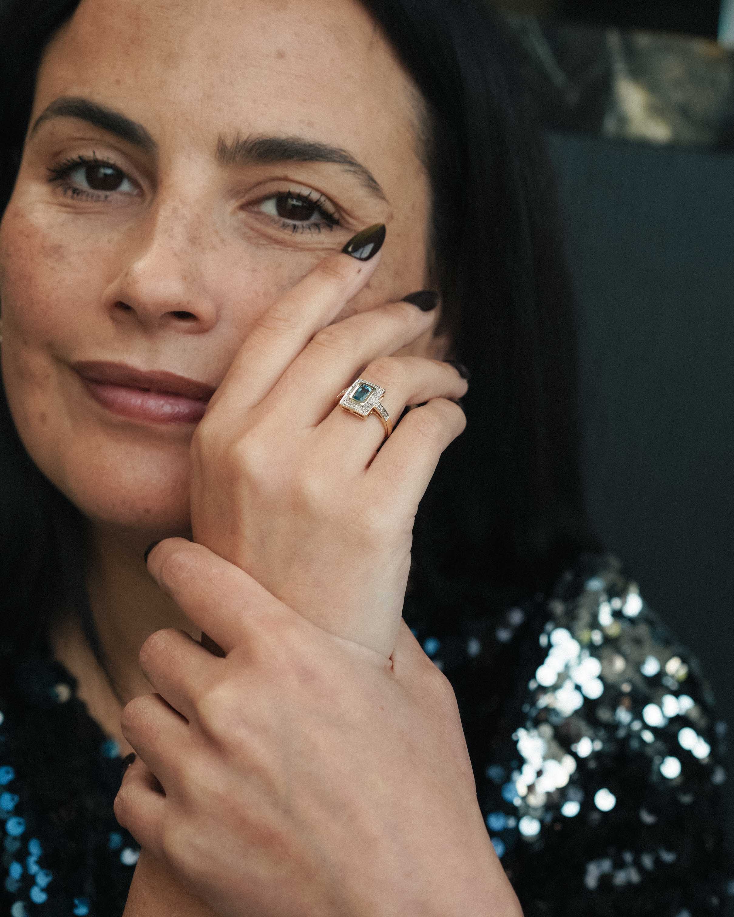 Evelianne | Vintage Topaz & Diamond Halo Ring