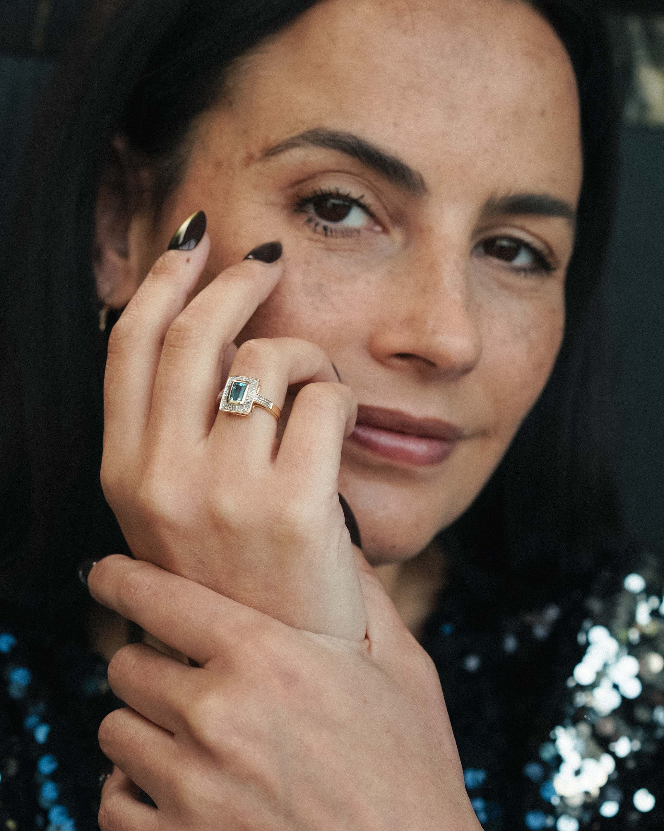 Evelianne | Vintage Topaz & Diamond Halo Ring