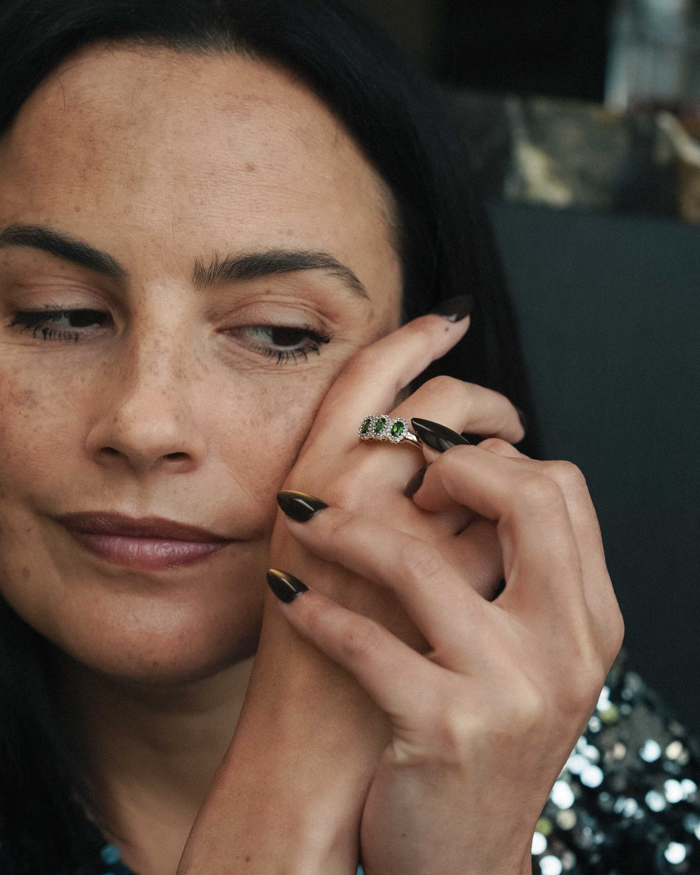 Liora | Vintage Diopsiet & Diamant Driesteen Ring