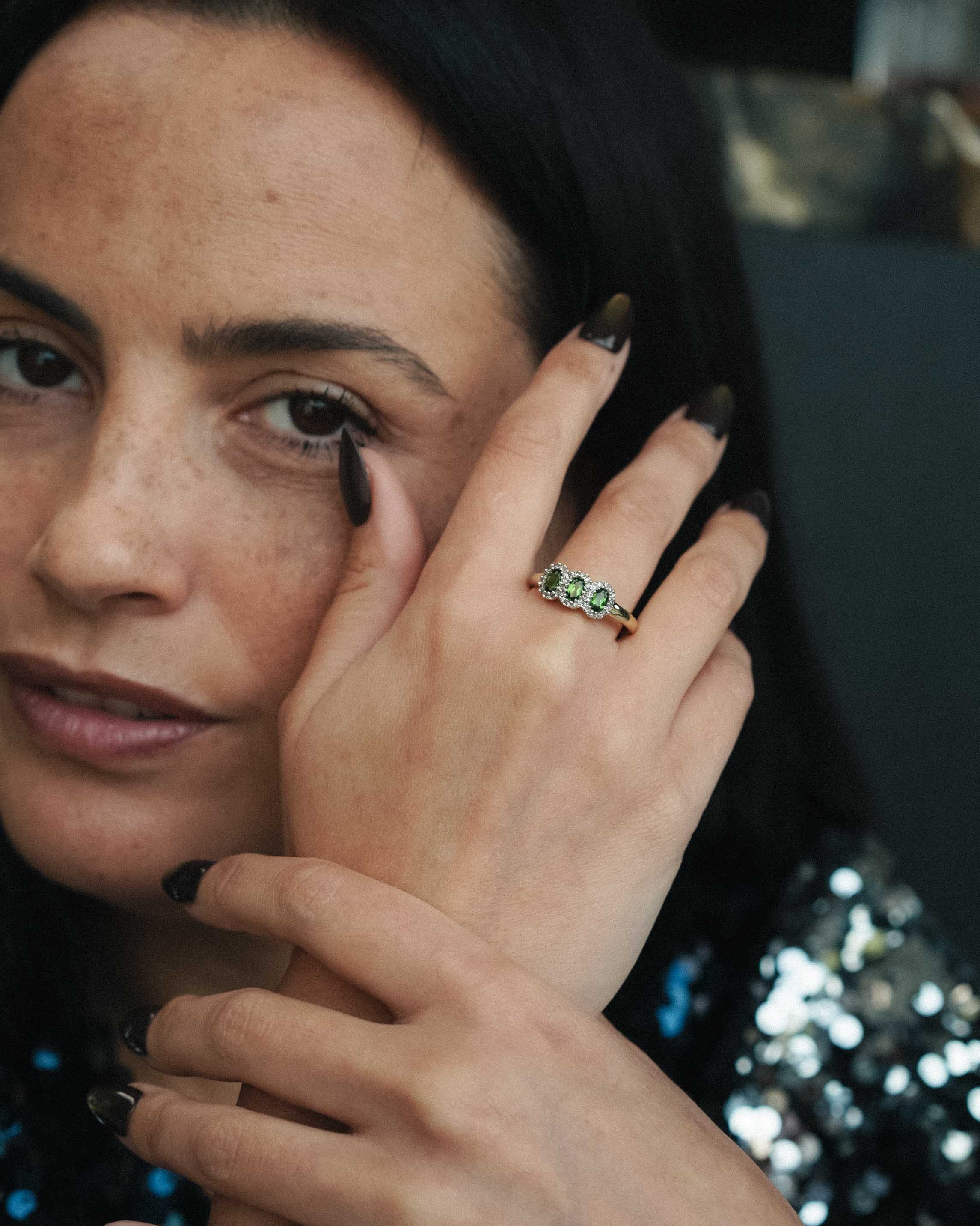 Liora | Vintage Diopsiet & Diamant Driesteen Ring