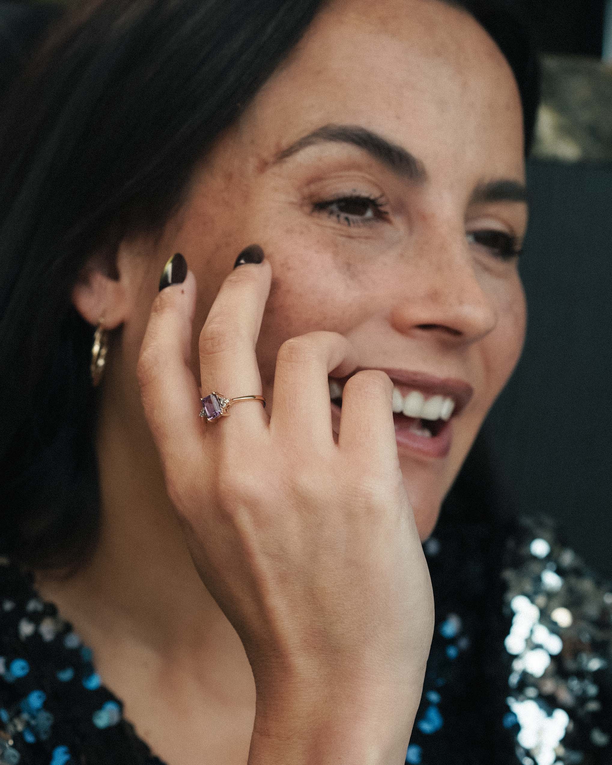 Amaya | Vintage Amethist & Diamant Solitair Ring