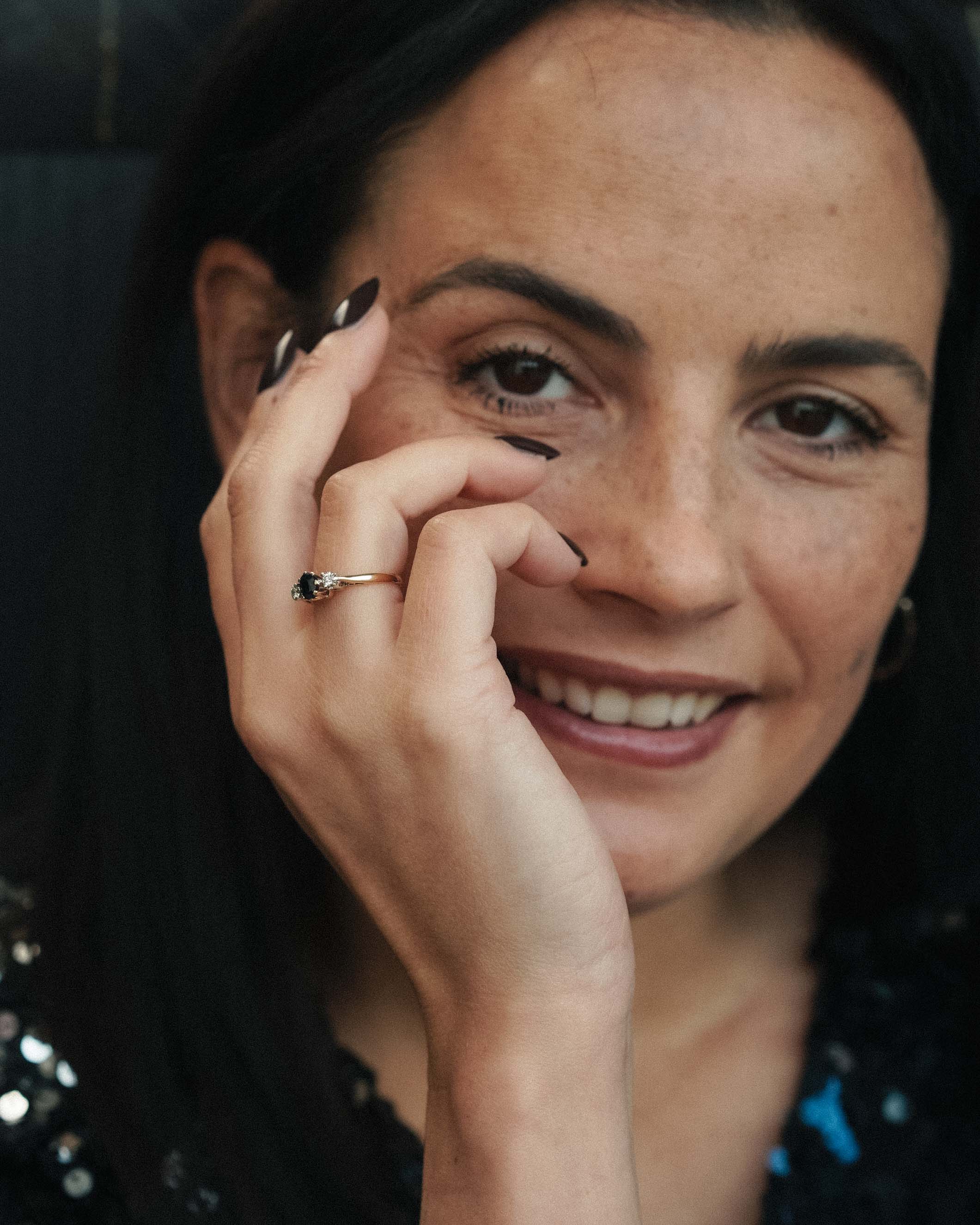 Selindra | Vintage Saffier & Diamant Cluster Ring