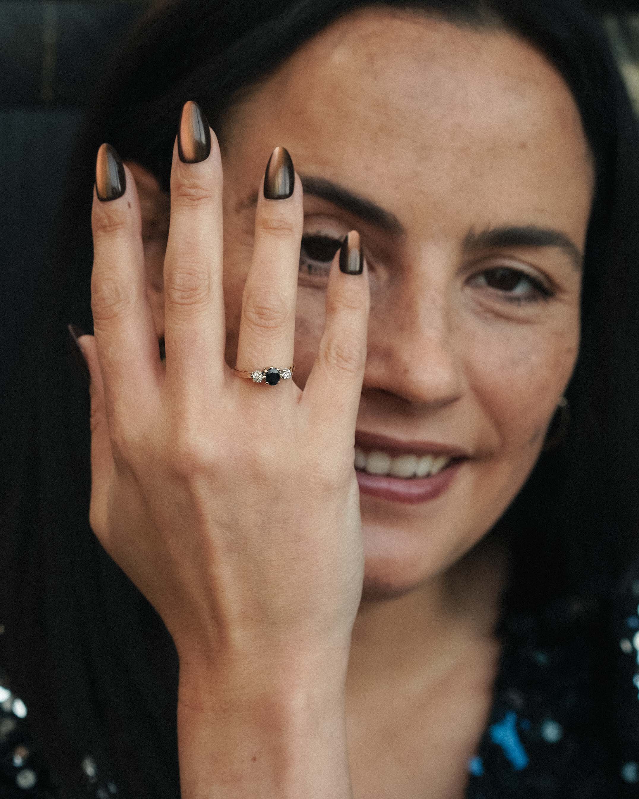 Selindra | Vintage Saffier & Diamant Cluster Ring