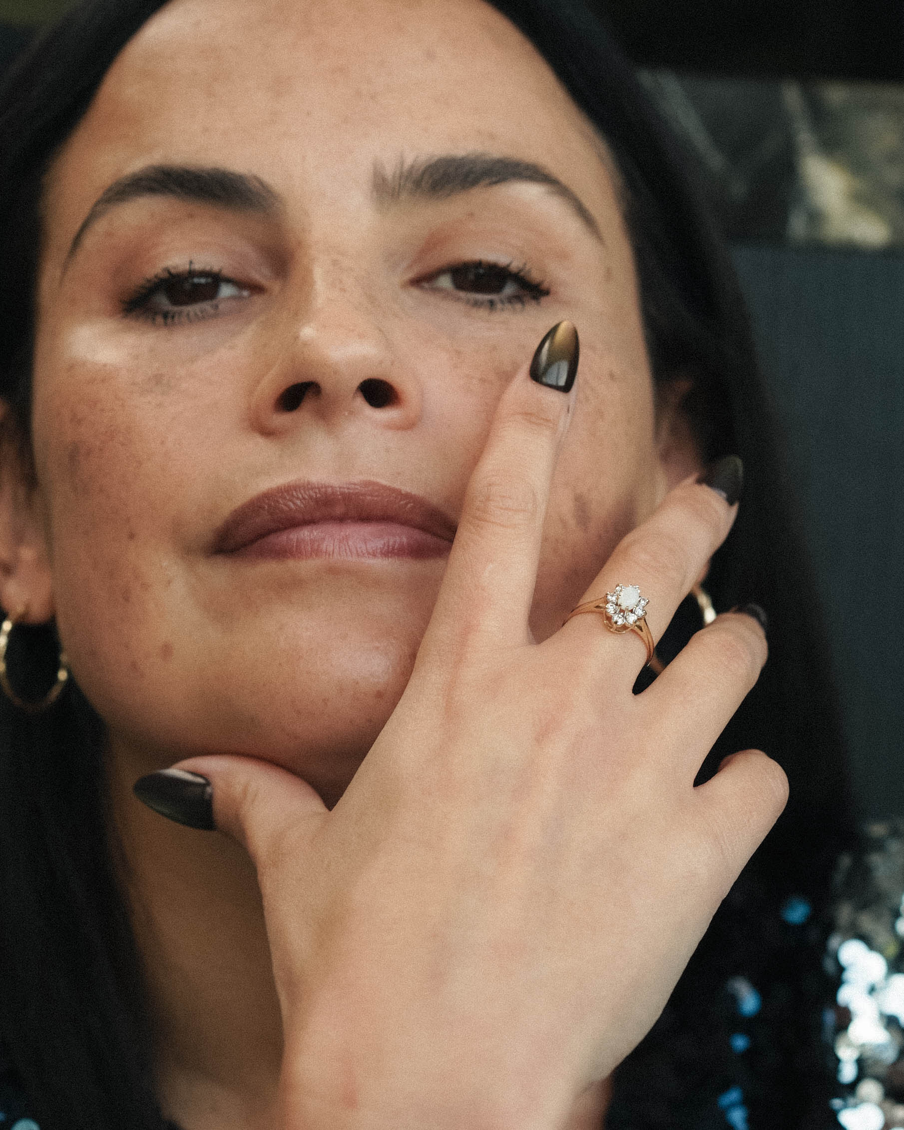 Mariva | Vintage Opaal & CZ Cluster Ring