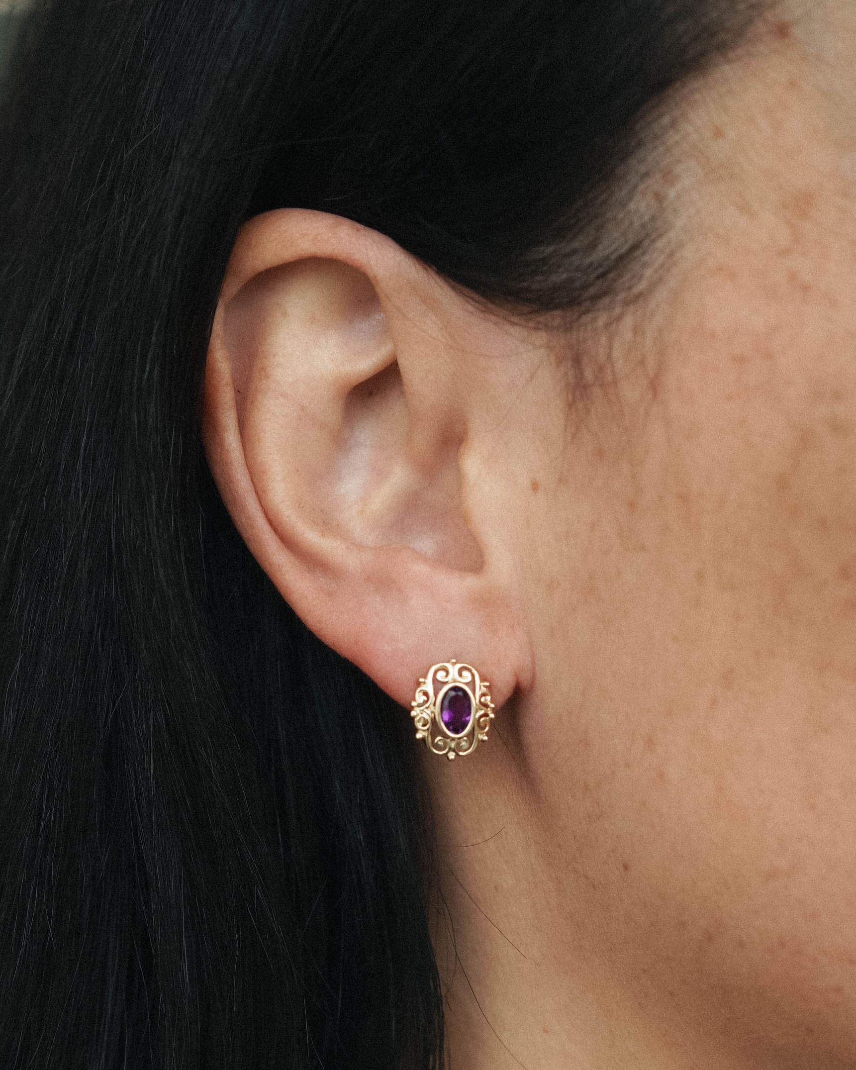 Aristea | Vintage Amethist Oorbellen