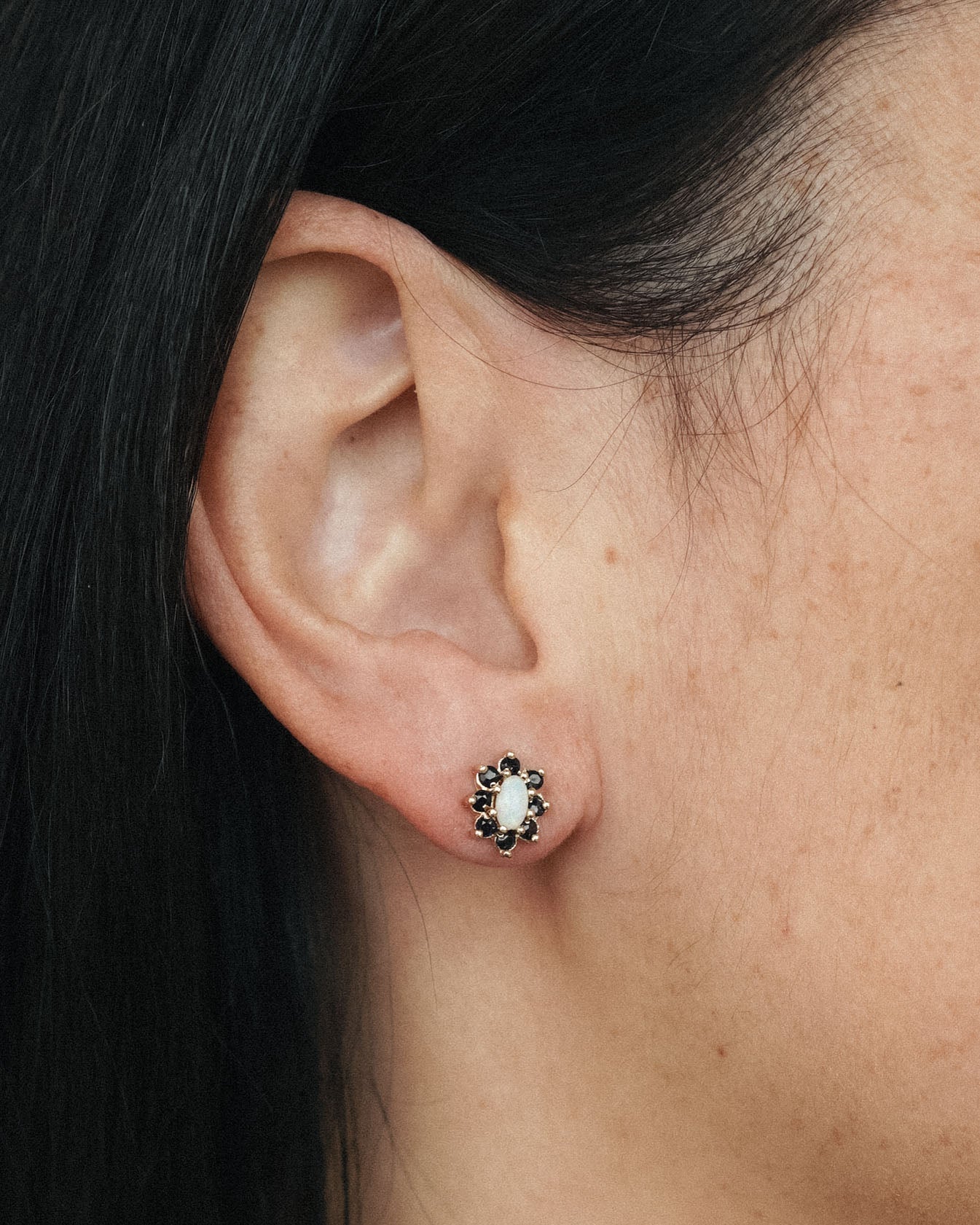 Evy | Vintage Opaal & Saffier Oorbellen