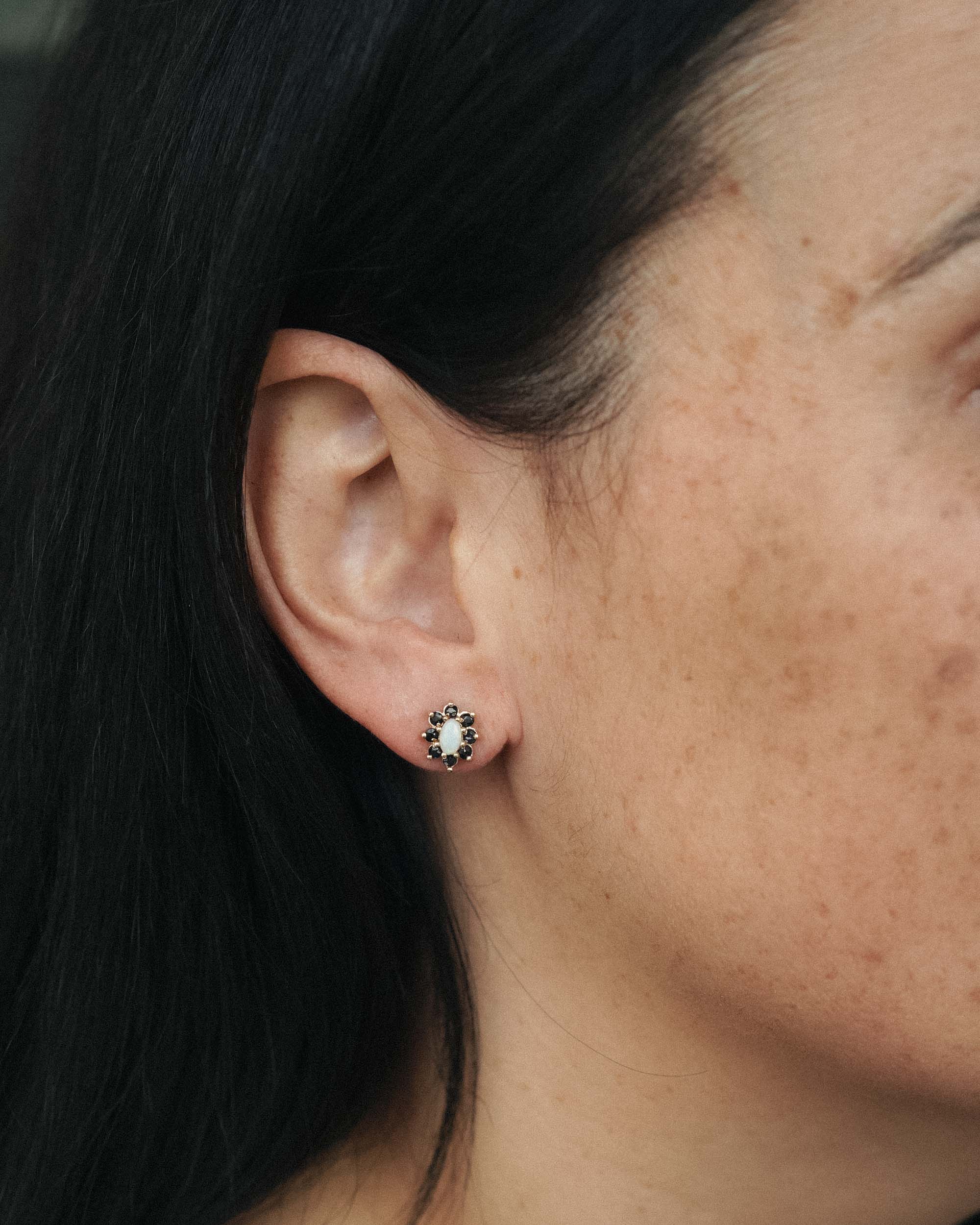 Evy | Vintage Opaal & Saffier Oorbellen