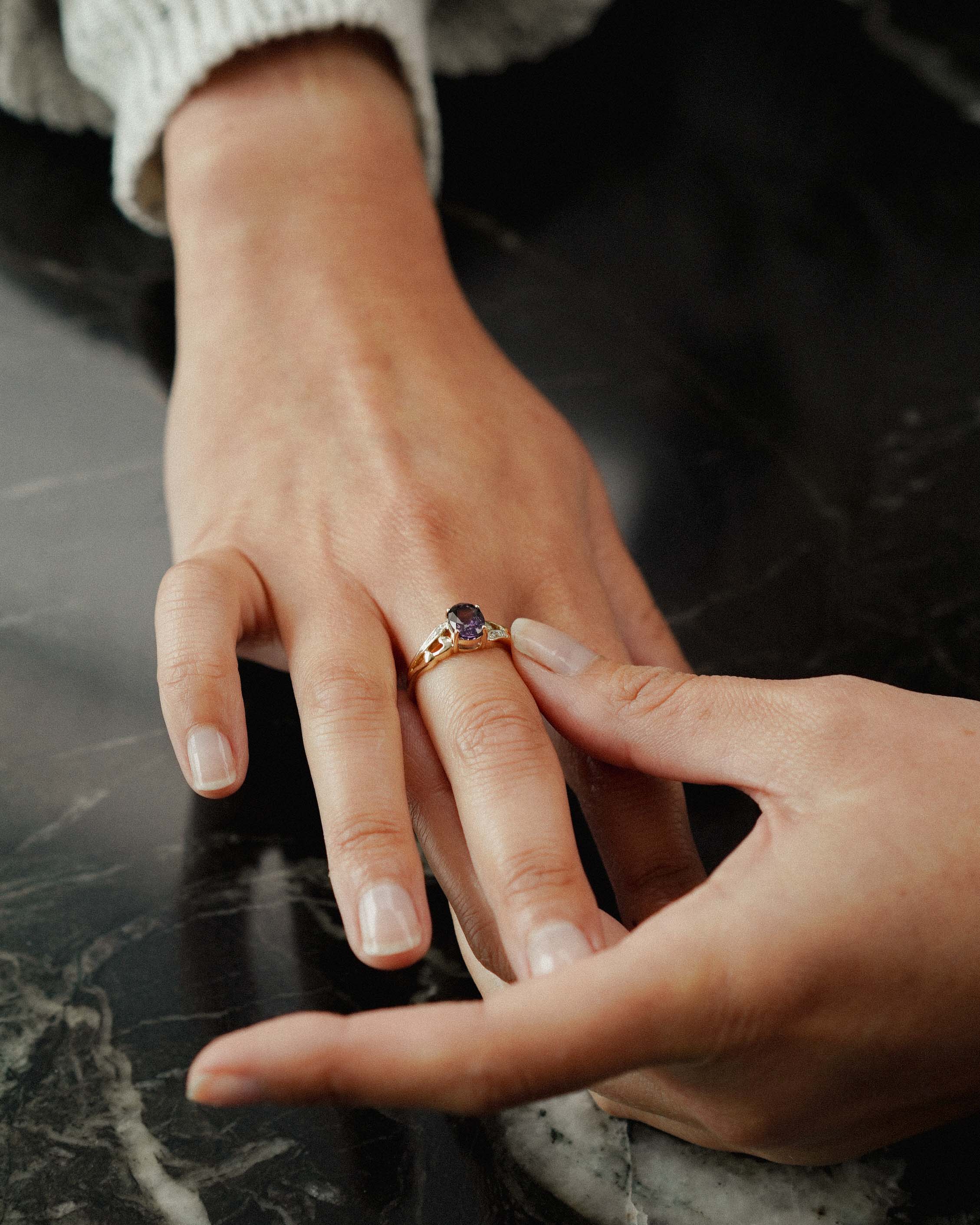 Renata | Vintage Spinel & Diamant Solitaire Ring