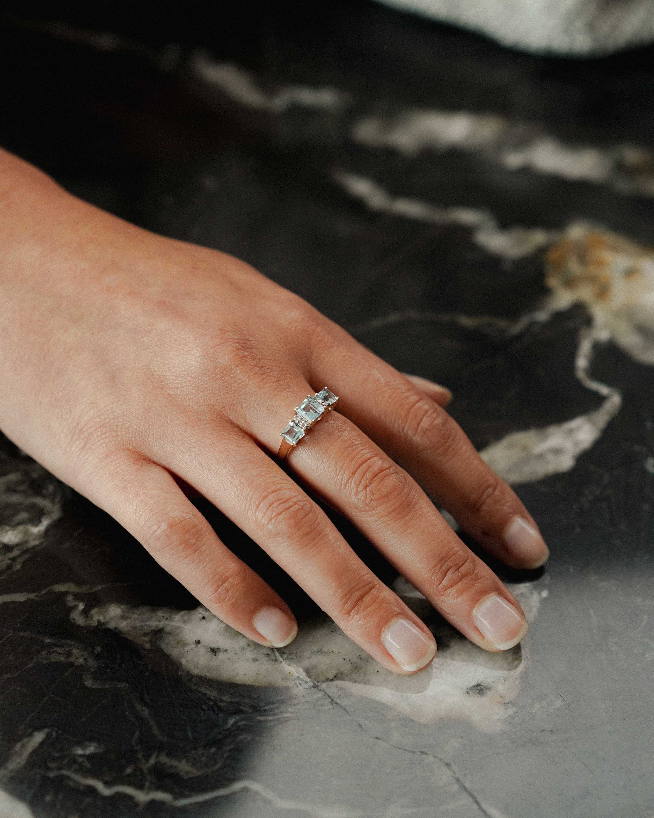 Ismena | Vintage Topaas & Diamant Driesteen Ring