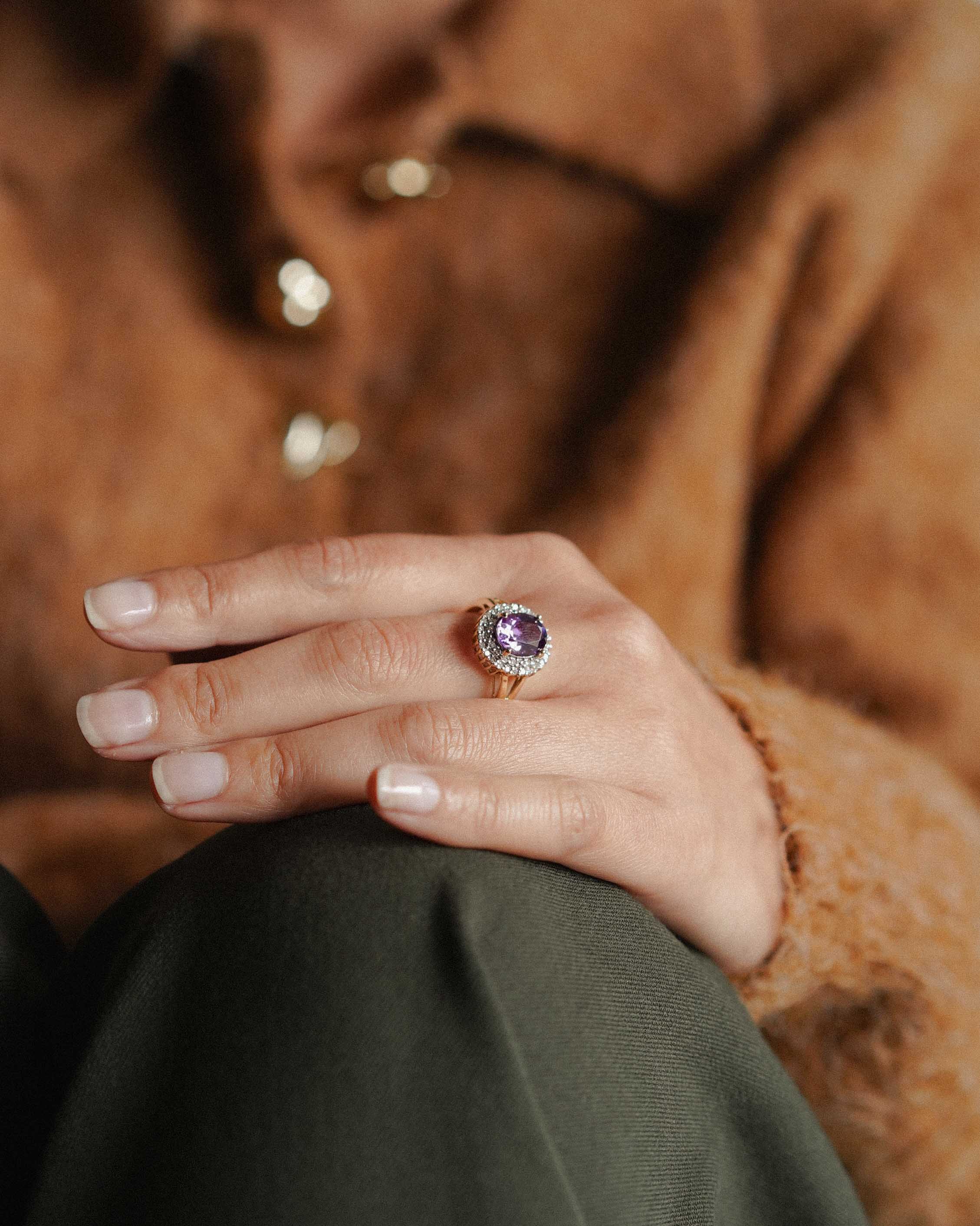 Vionne | Vintage Amethist & Diamant Halo Ring