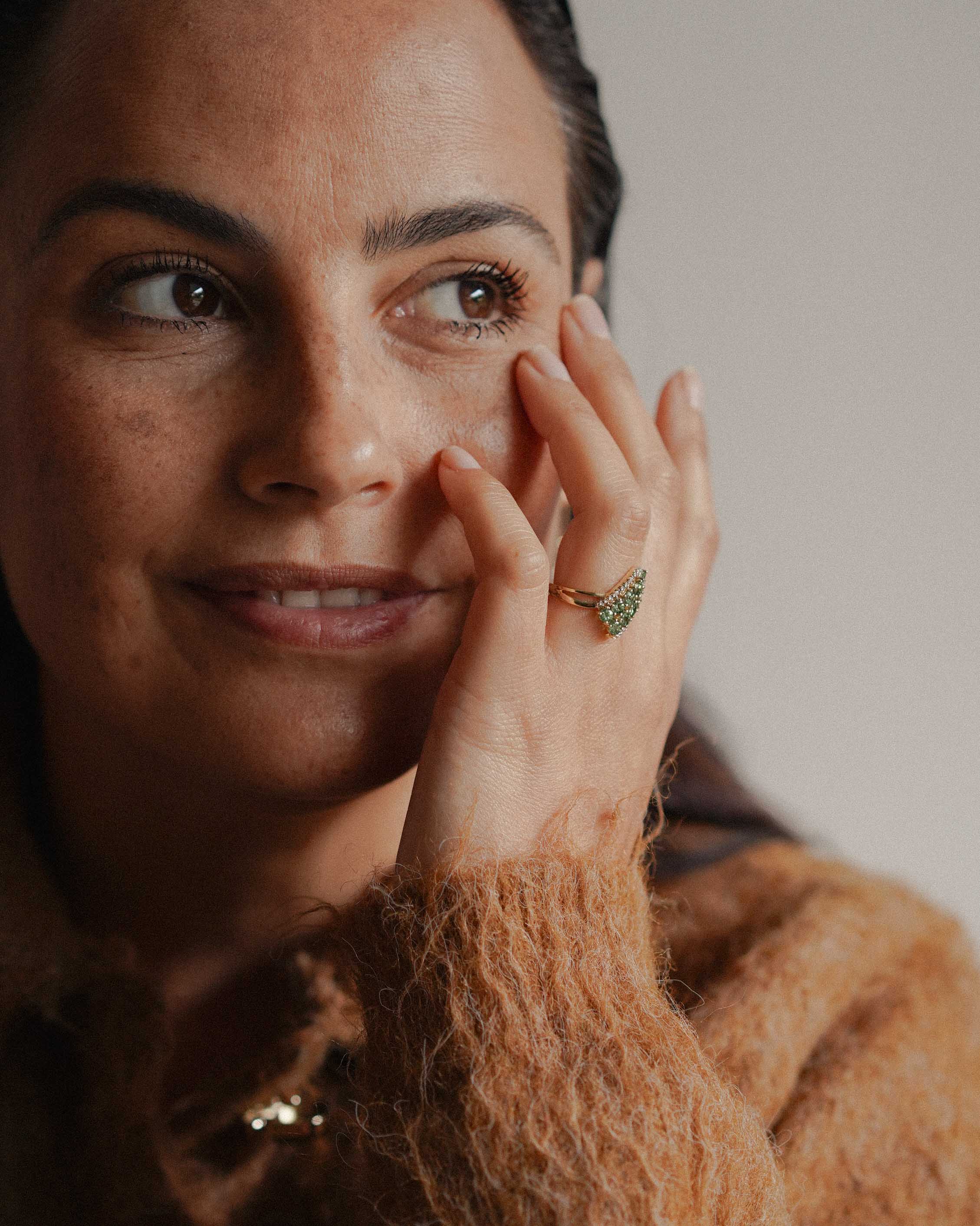 Claudine | Vintage Tsavoriet Granaat & Diamant Cluster Ring