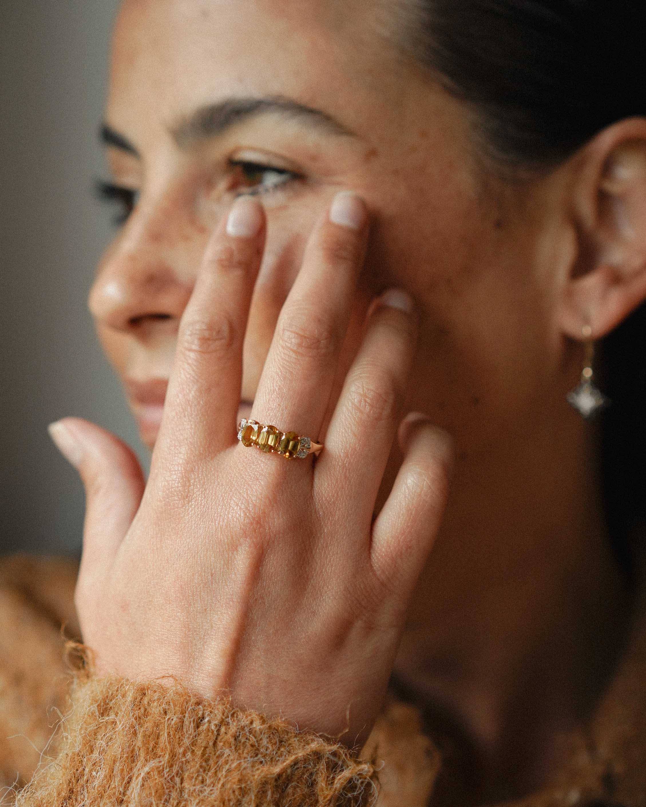 Yvette | Vintage Sfeen & Diamant Driesteen Ring