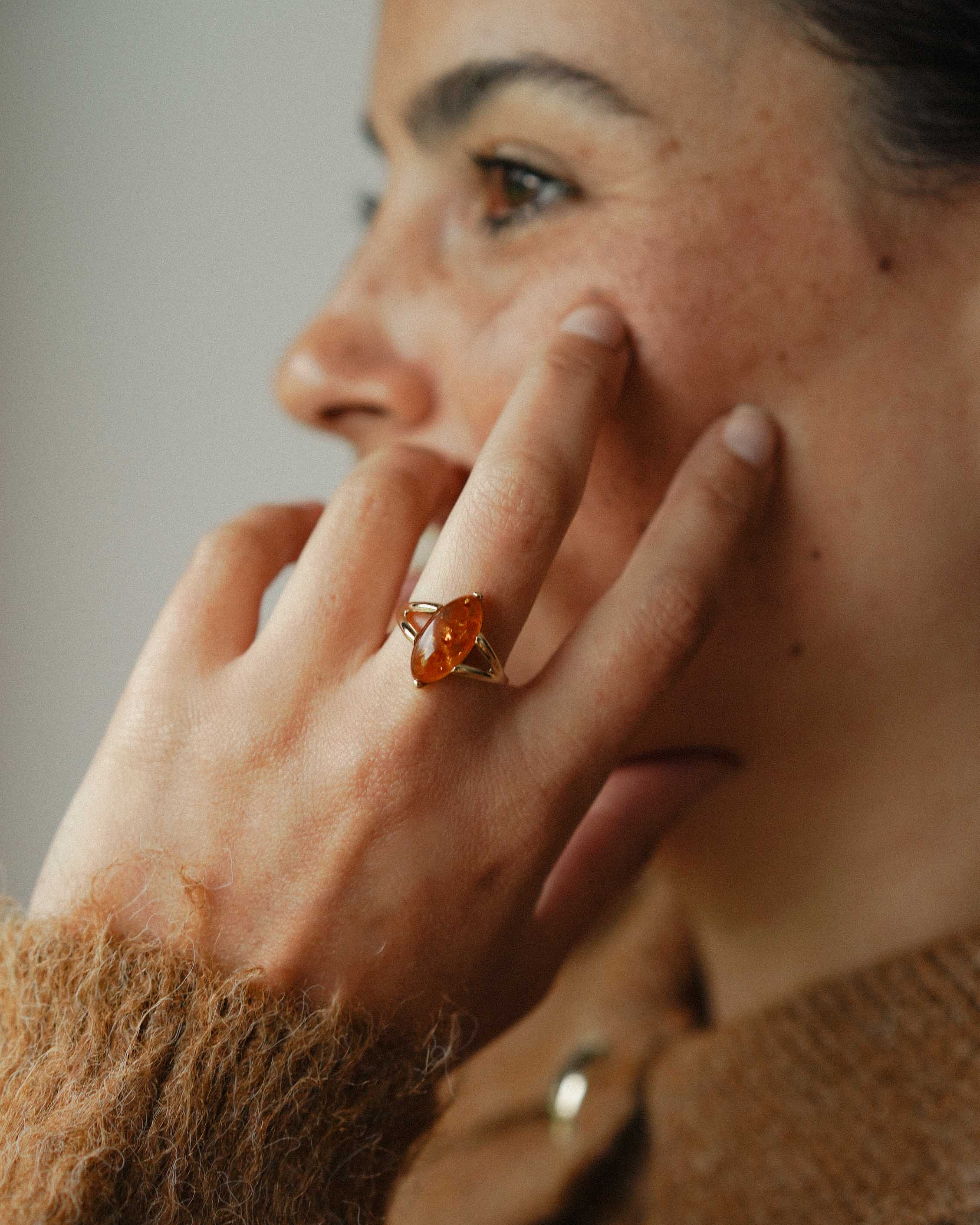 Camille | Vintage Amber Solitaire Ring