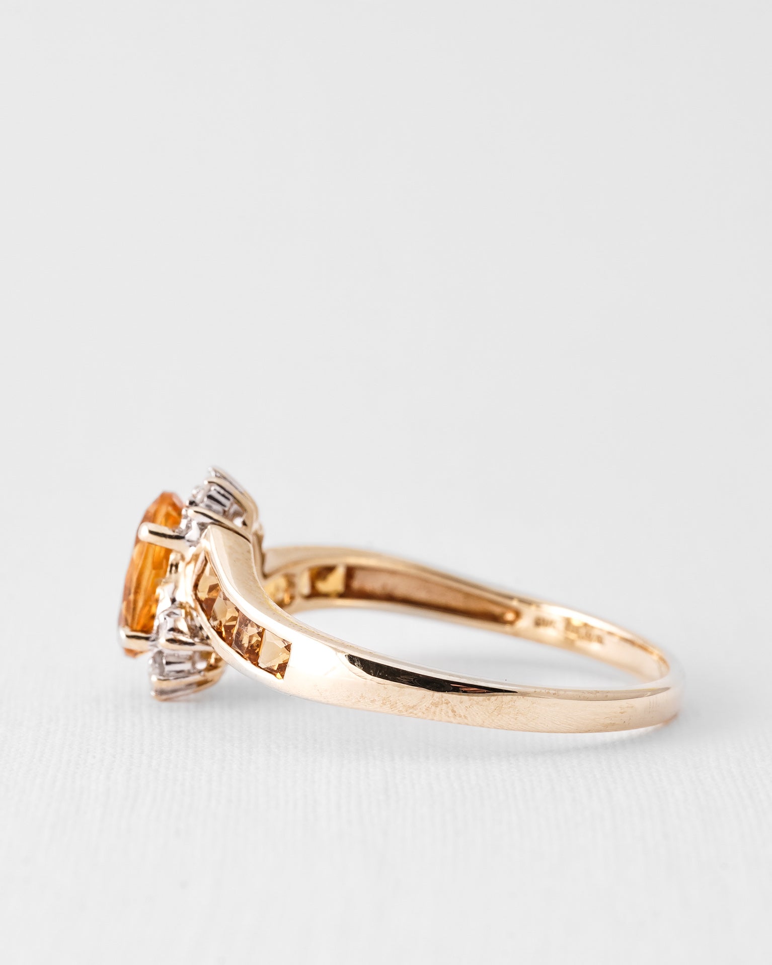 Esme | Vintage Citrien & Diamant Solitaire Ring