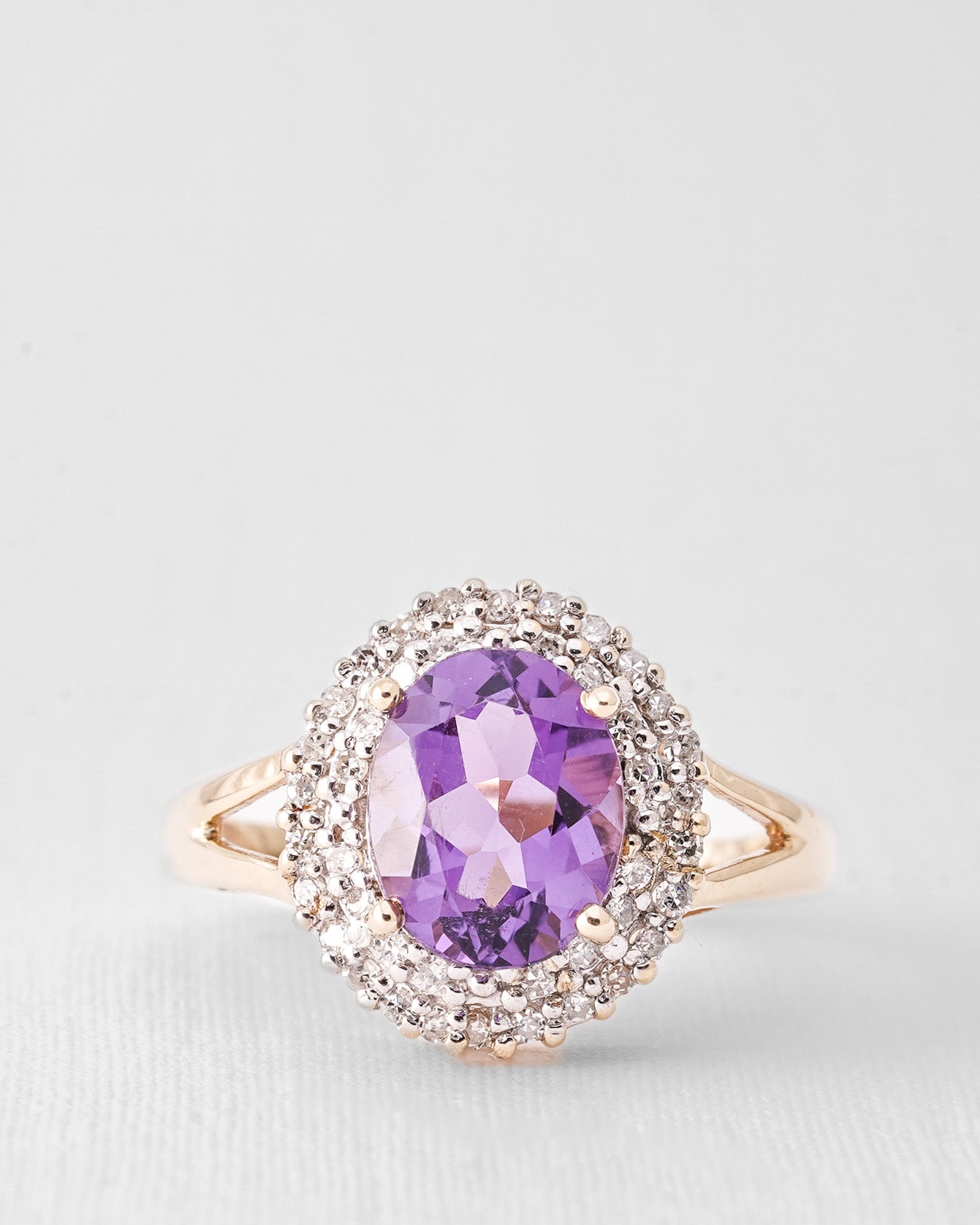 Vionne | Vintage Amethist & Diamant Halo Ring