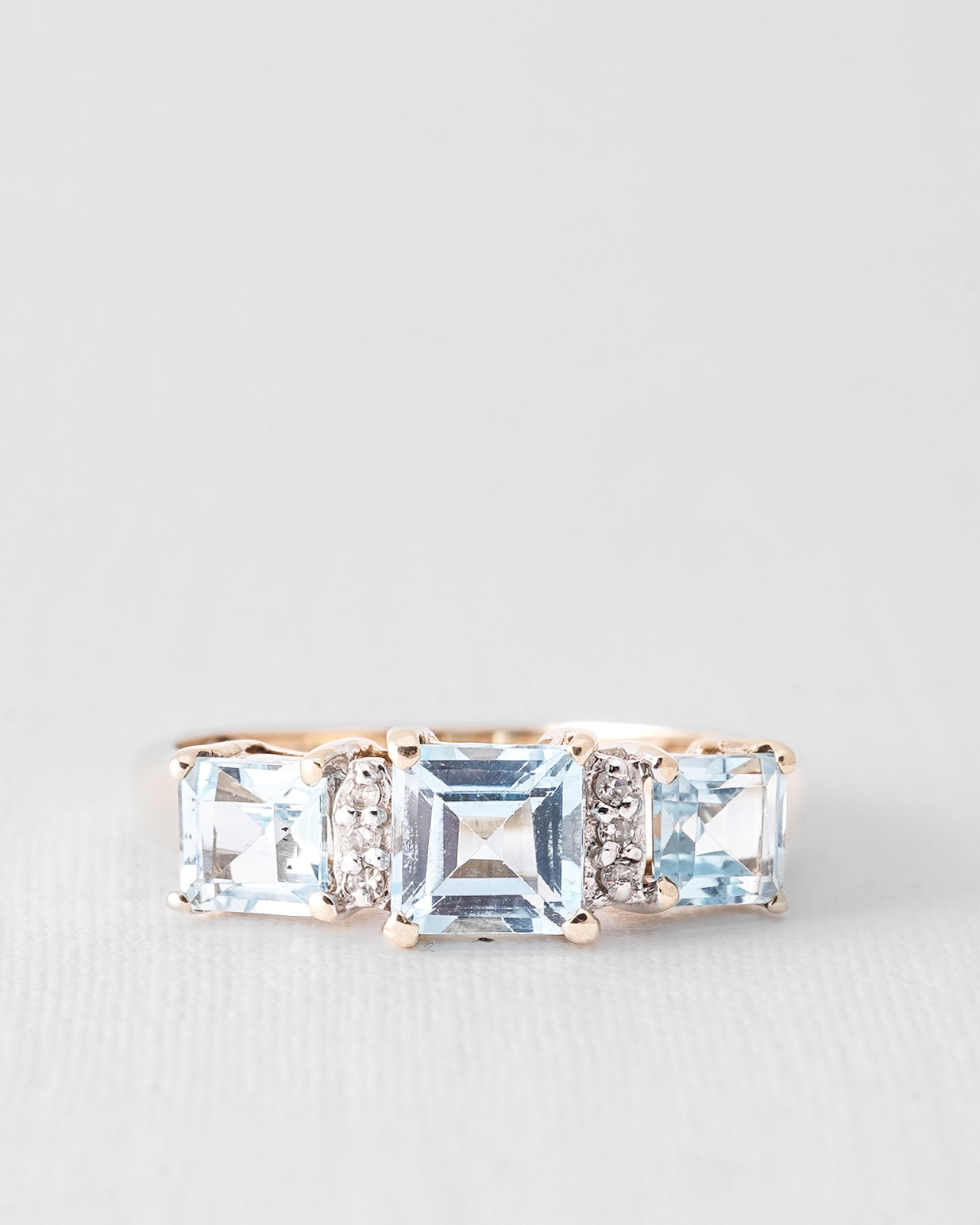 Ismena | Vintage Topaas & Diamant Driesteen Ring