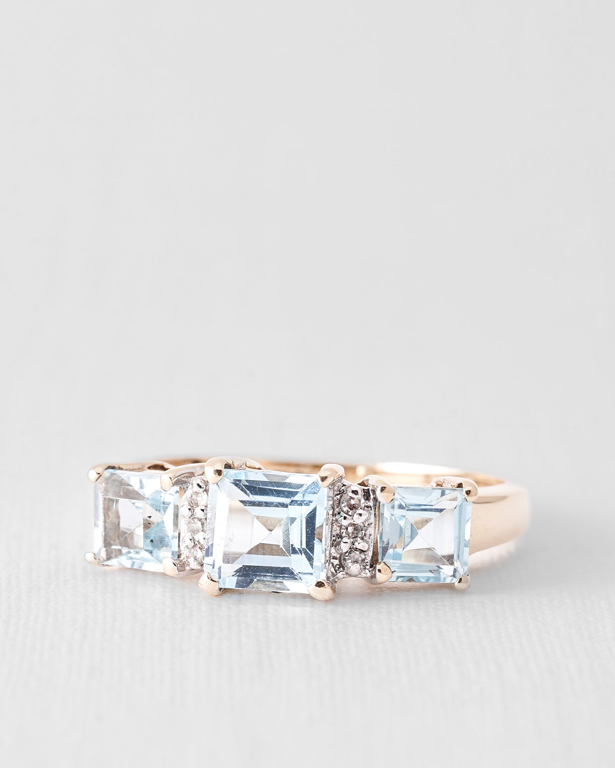 Ismena | Vintage Topaas & Diamant Driesteen Ring