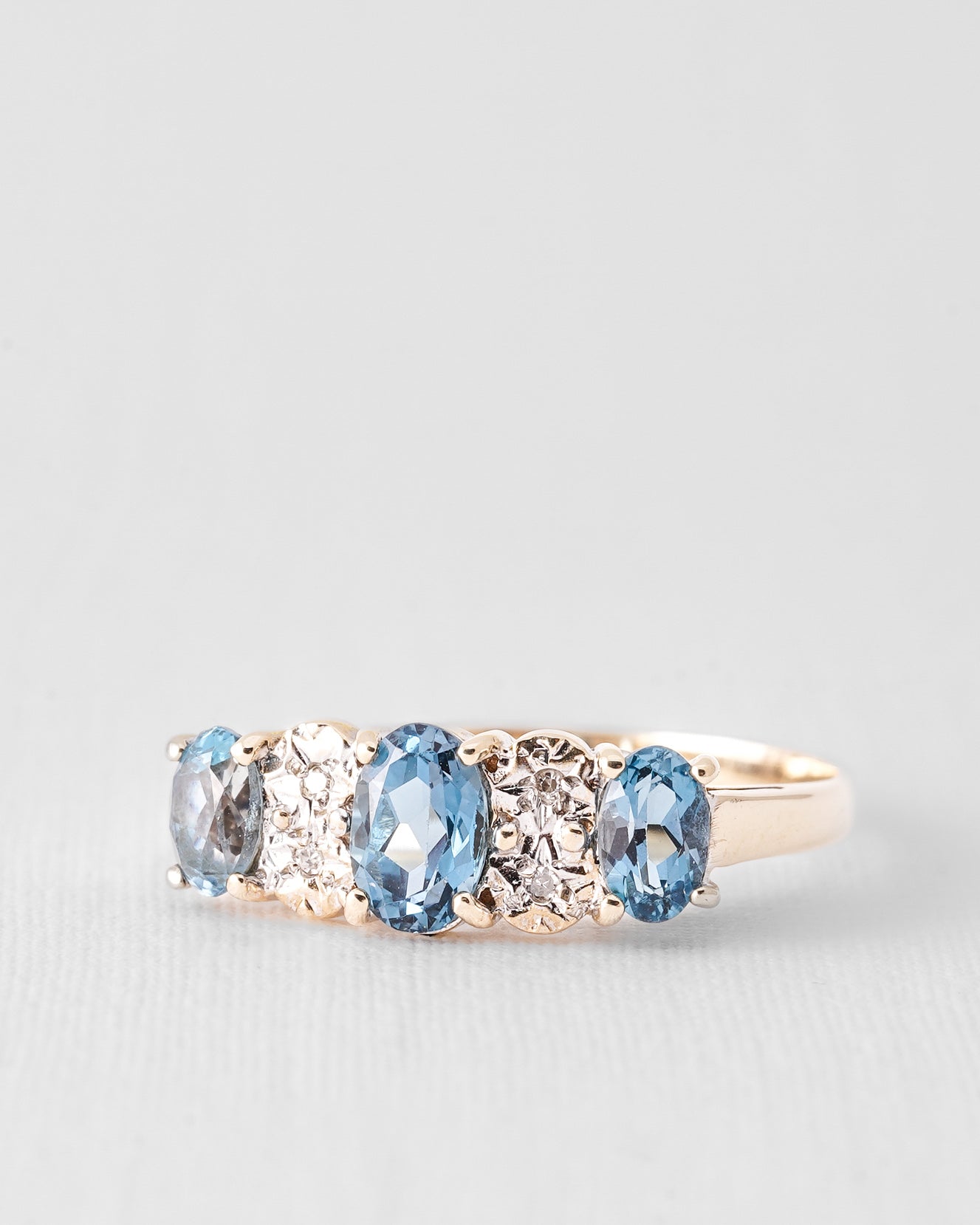 Coralie | Vintage Topaas & Diamant Driesteen Ring