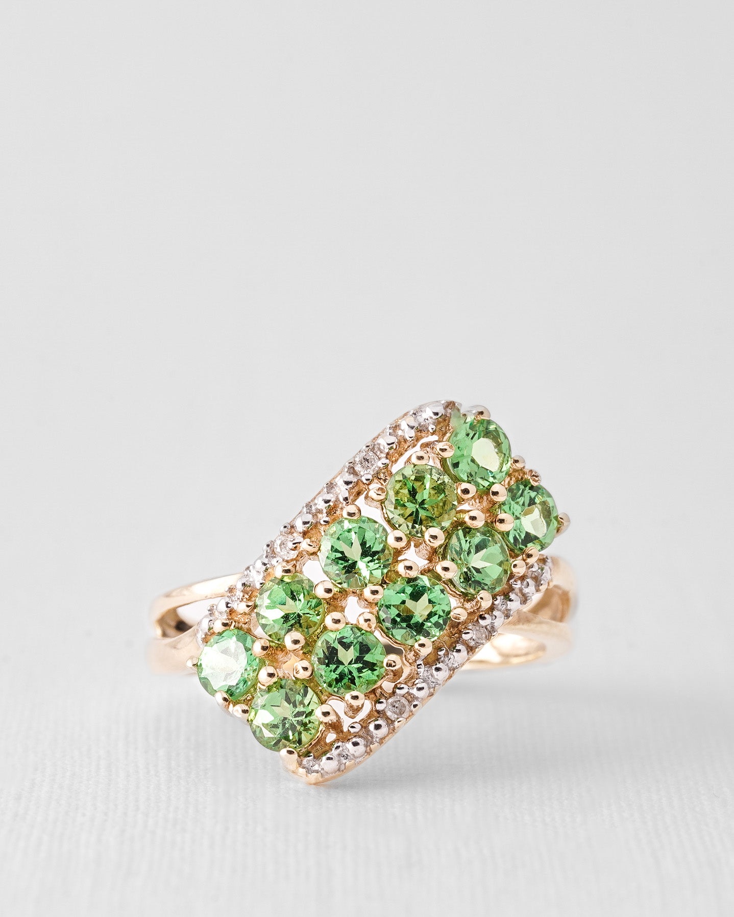 Claudine | Vintage Tsavoriet Granaat & Diamant Cluster Ring