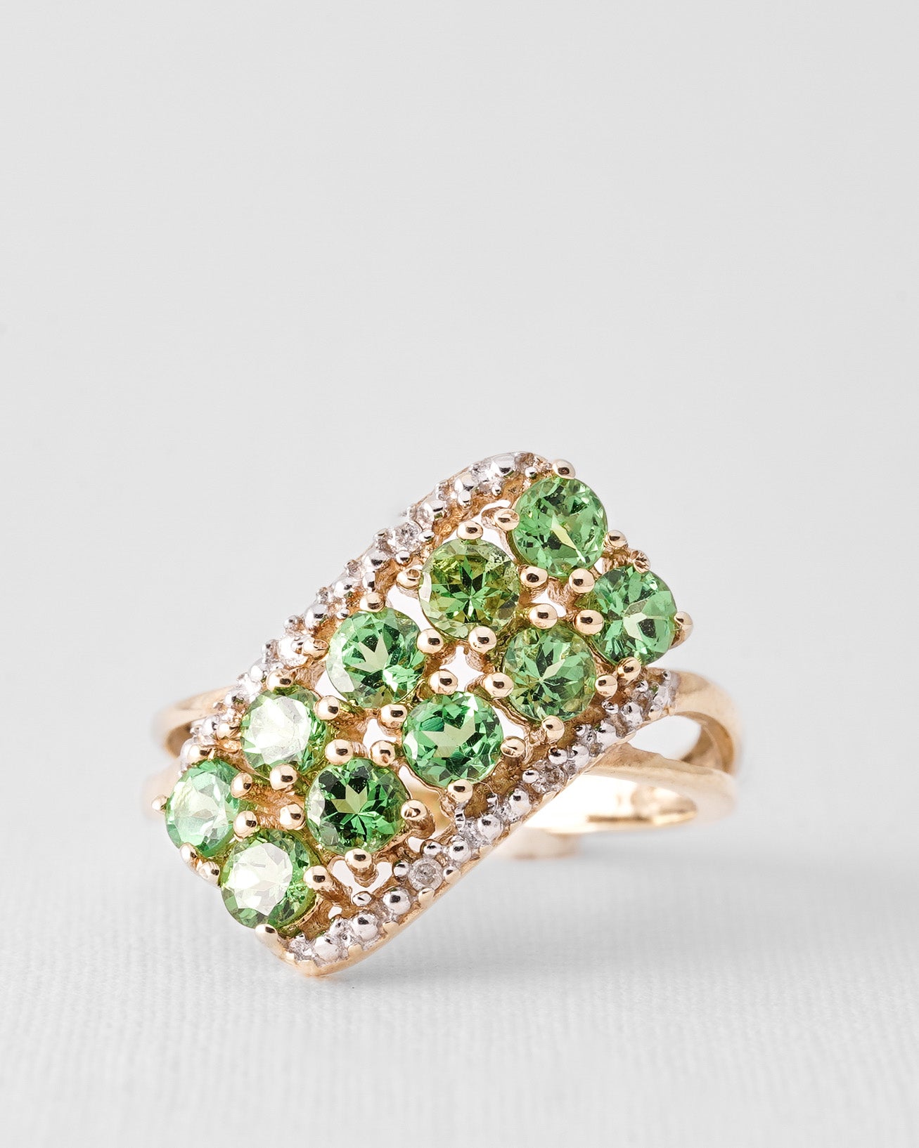 Claudine | Vintage Tsavoriet Granaat & Diamant Cluster Ring