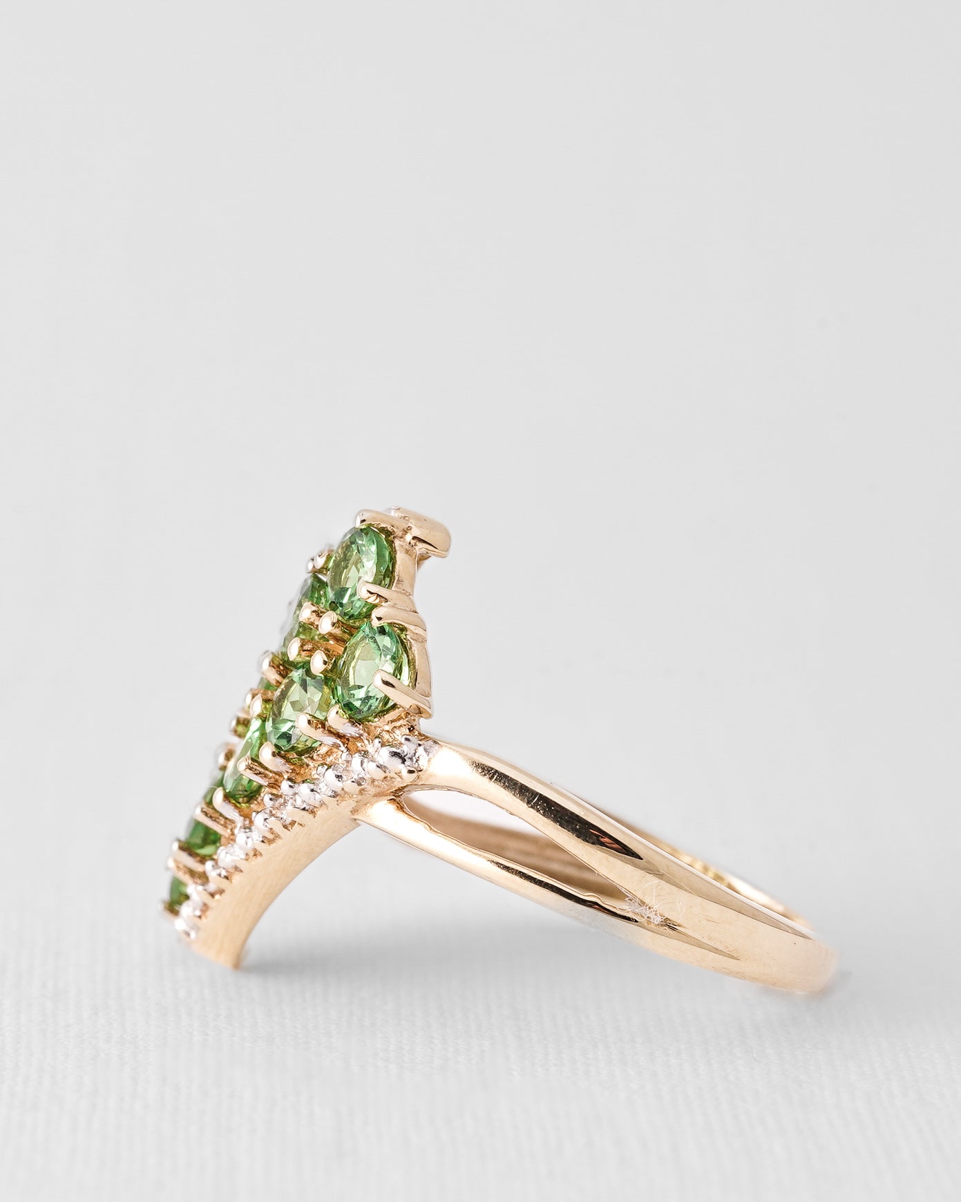 Claudine | Vintage Tsavoriet Granaat & Diamant Cluster Ring