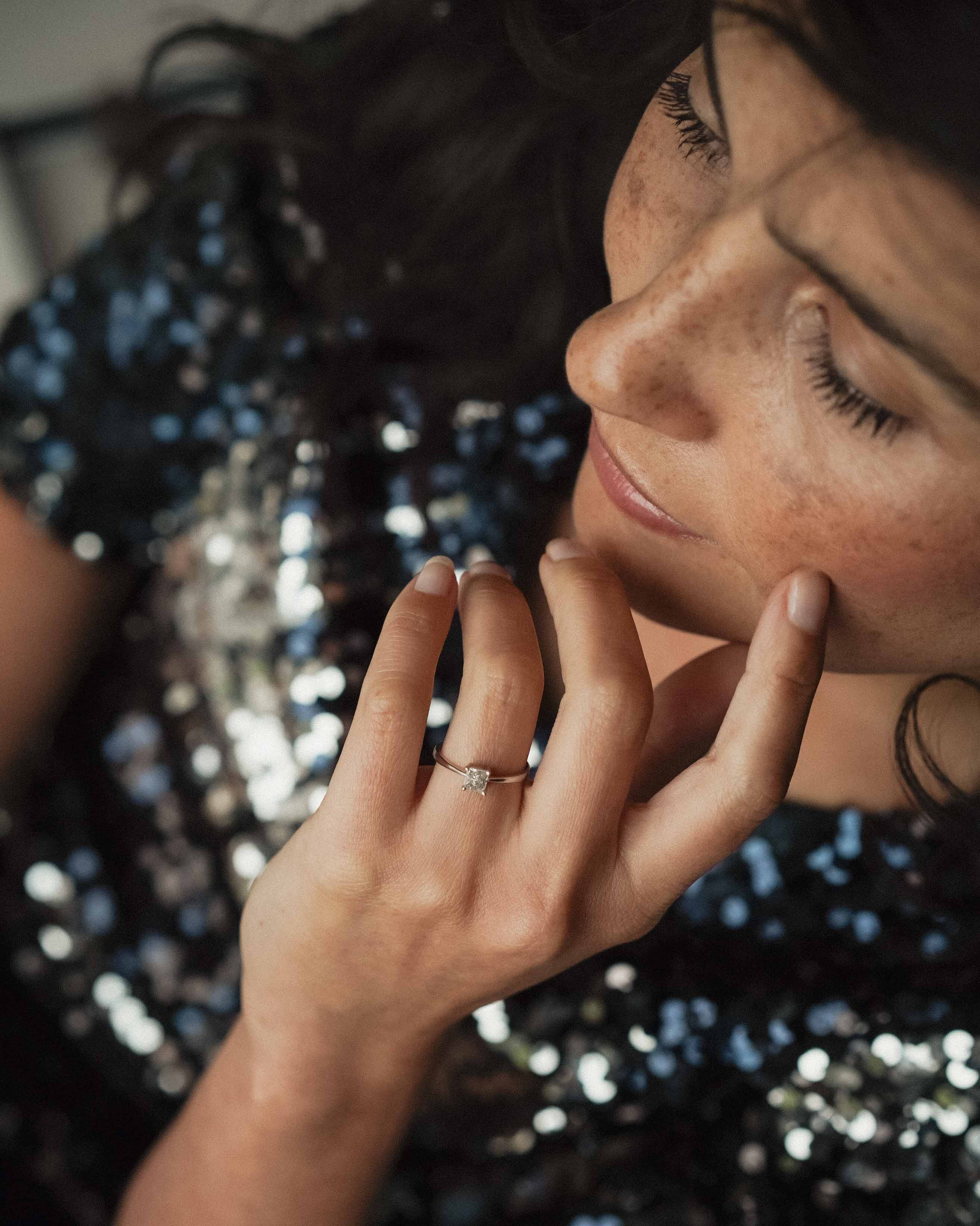 Oriella | 14K Witgoud & Diamant (0.46ct) Brilliant Princess Cut Ring