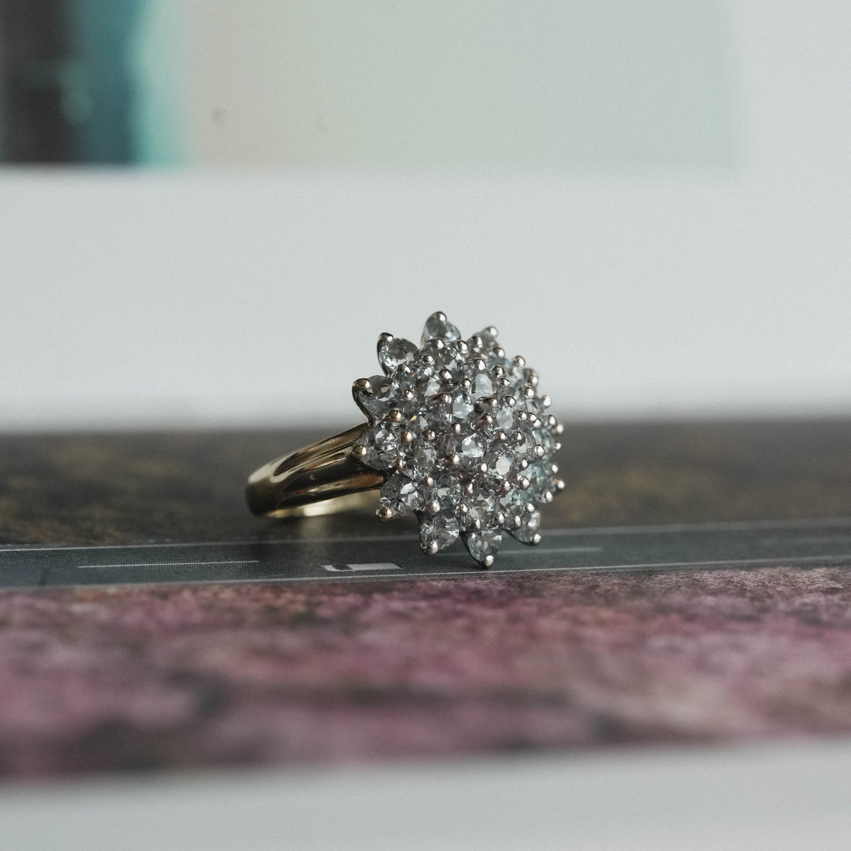 Julianne | Vintage Aquamarijn cluster ring