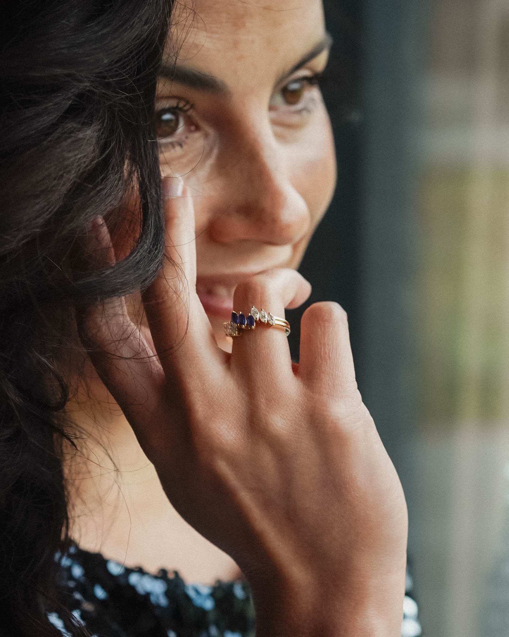 Seleste | 18K Geelgoud & Saffier Marquise (0.5ct) Cut & Diamant (0.65ct) Brilliant Cut Ring