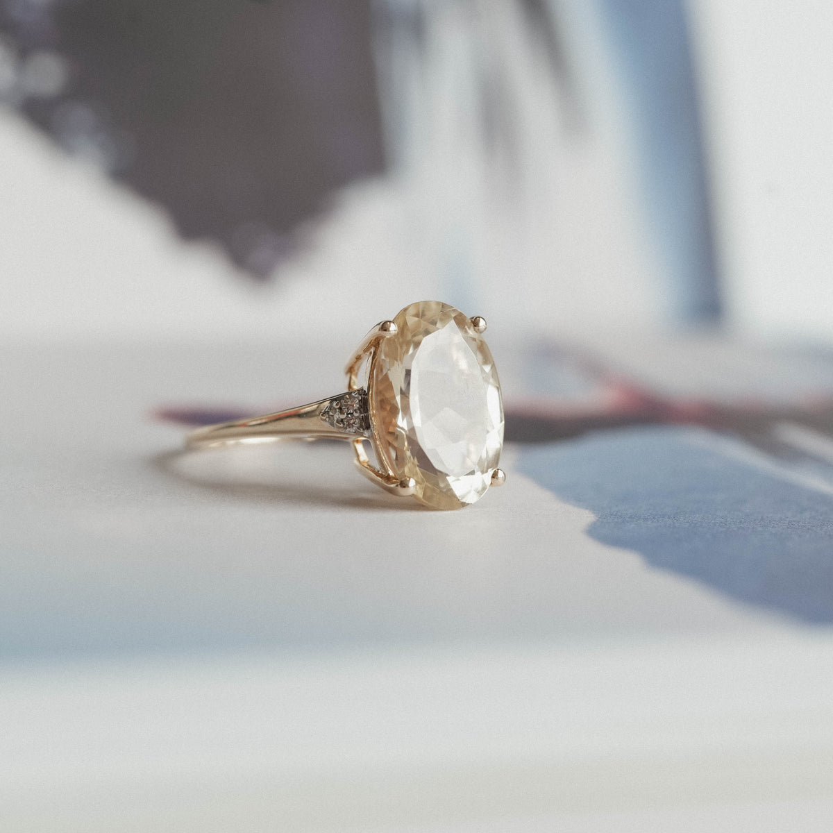 Charlotte | Vintage Kwarts en Diamant ring - Menina Amsterdam