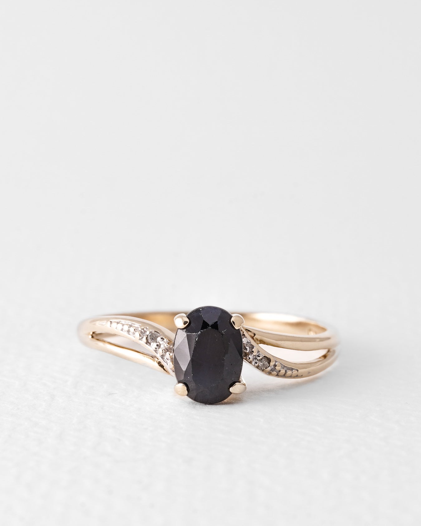 Guusje | Vintage Saffier & Diamant Cluster Trilogie Ring