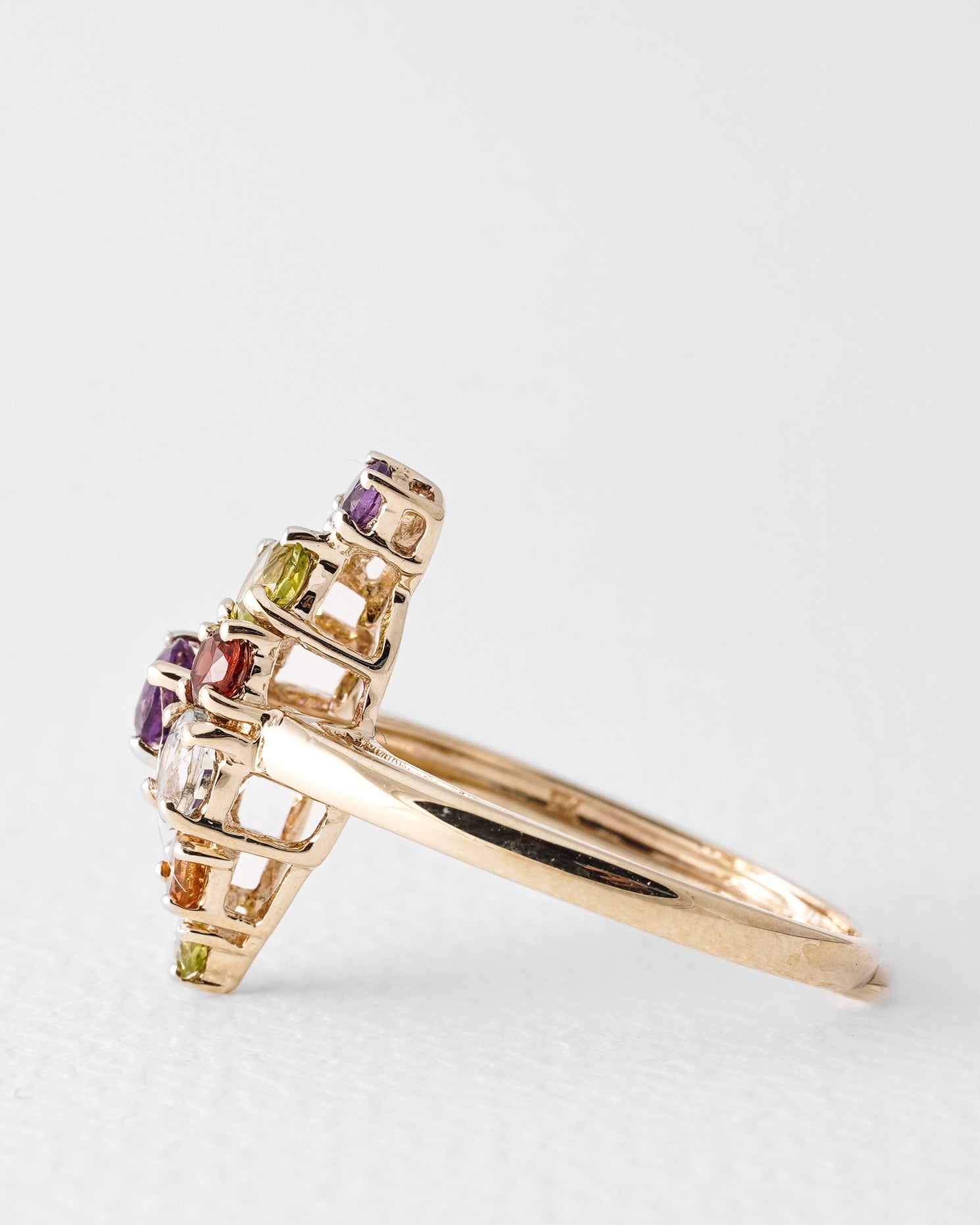 Thalie | Vintage Amethist, Topaas, Citrien & Granaat Cluster Ring