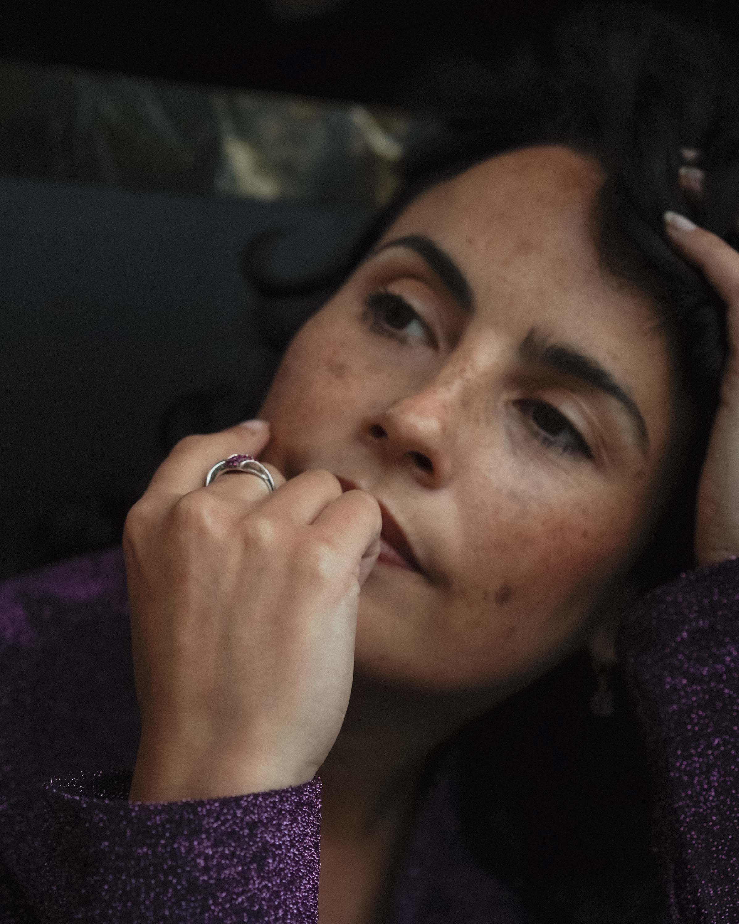 Marinne | 18K Witgoud & Robijn & Tsavoriet Cut, Diamant Brilliant Cut Ring